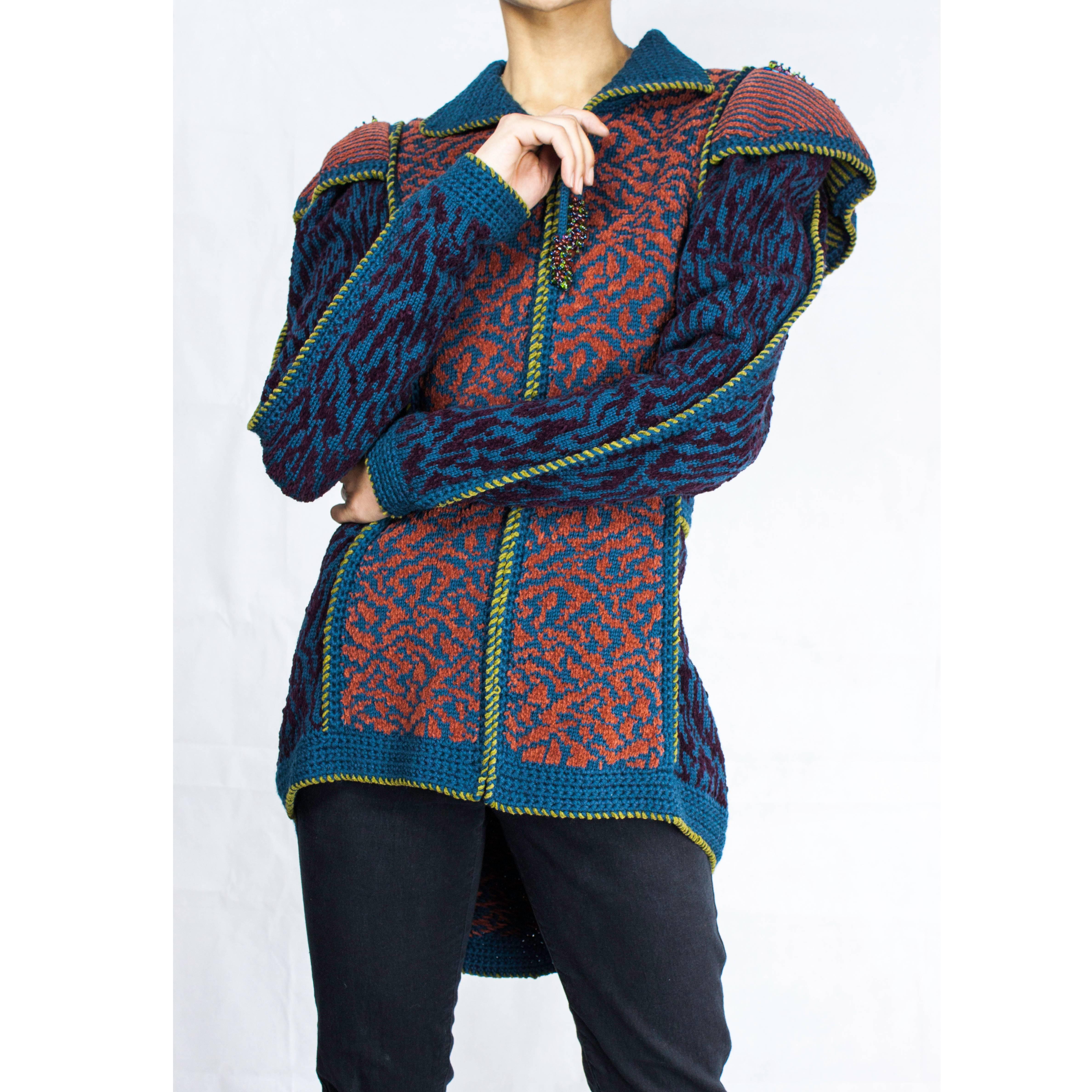 Anne Fewlass wool and cotton chenille jacket, circa 1983 For Sale 1