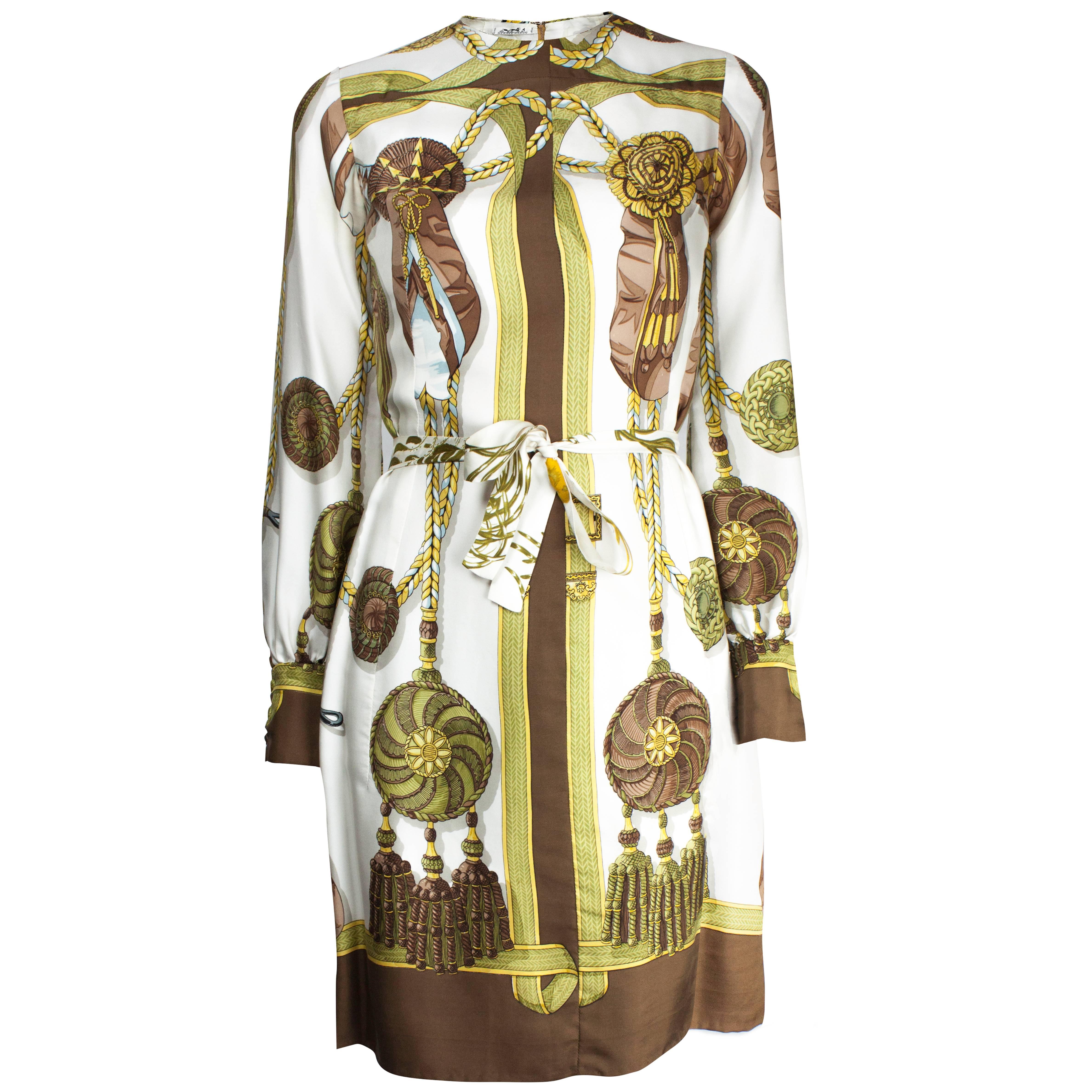 Hèrmes Frontaux et Cocardes Limited edition silk dress, circa 1968