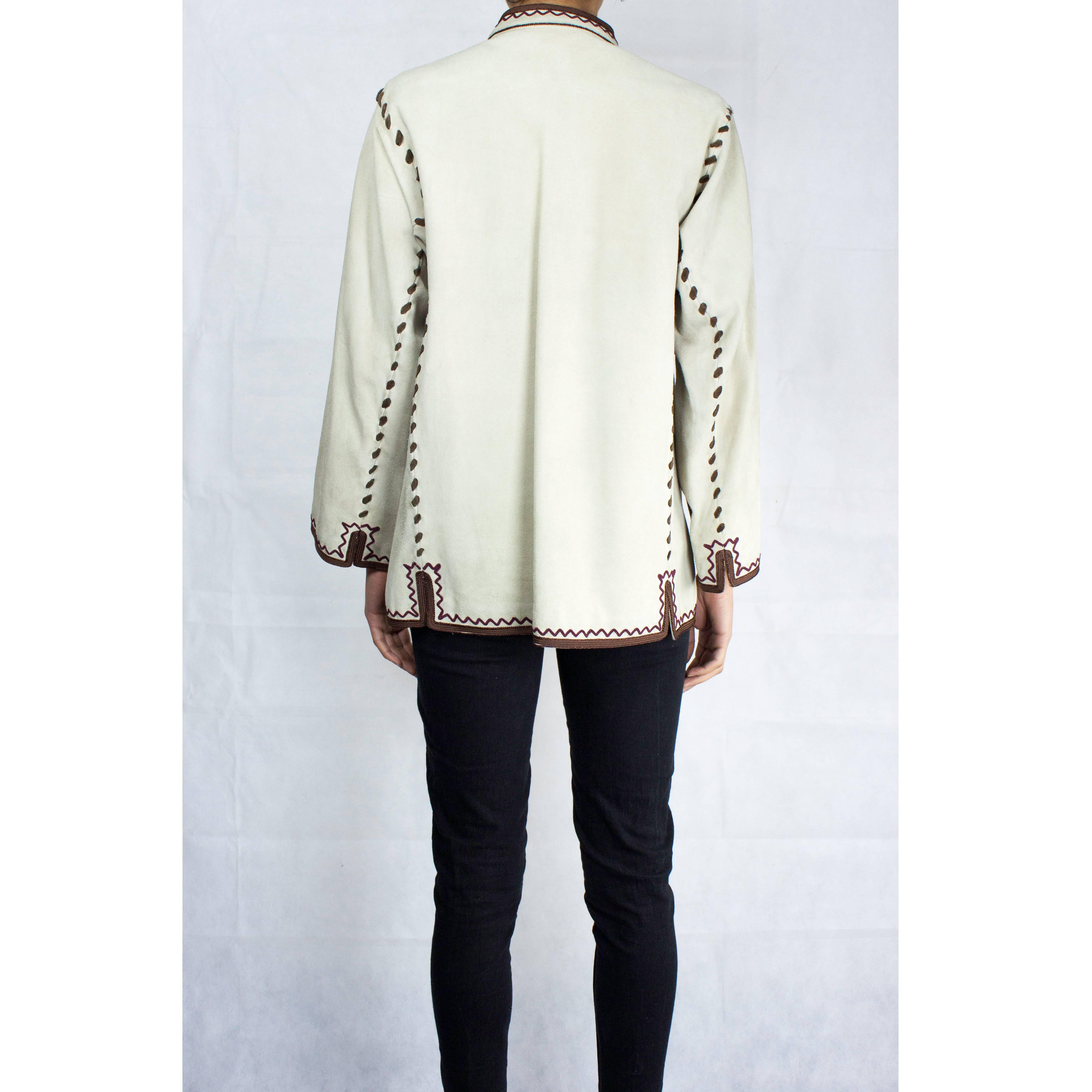 Women's Yves Saint Laurent suede Cossack inspired jacket, circa 1976