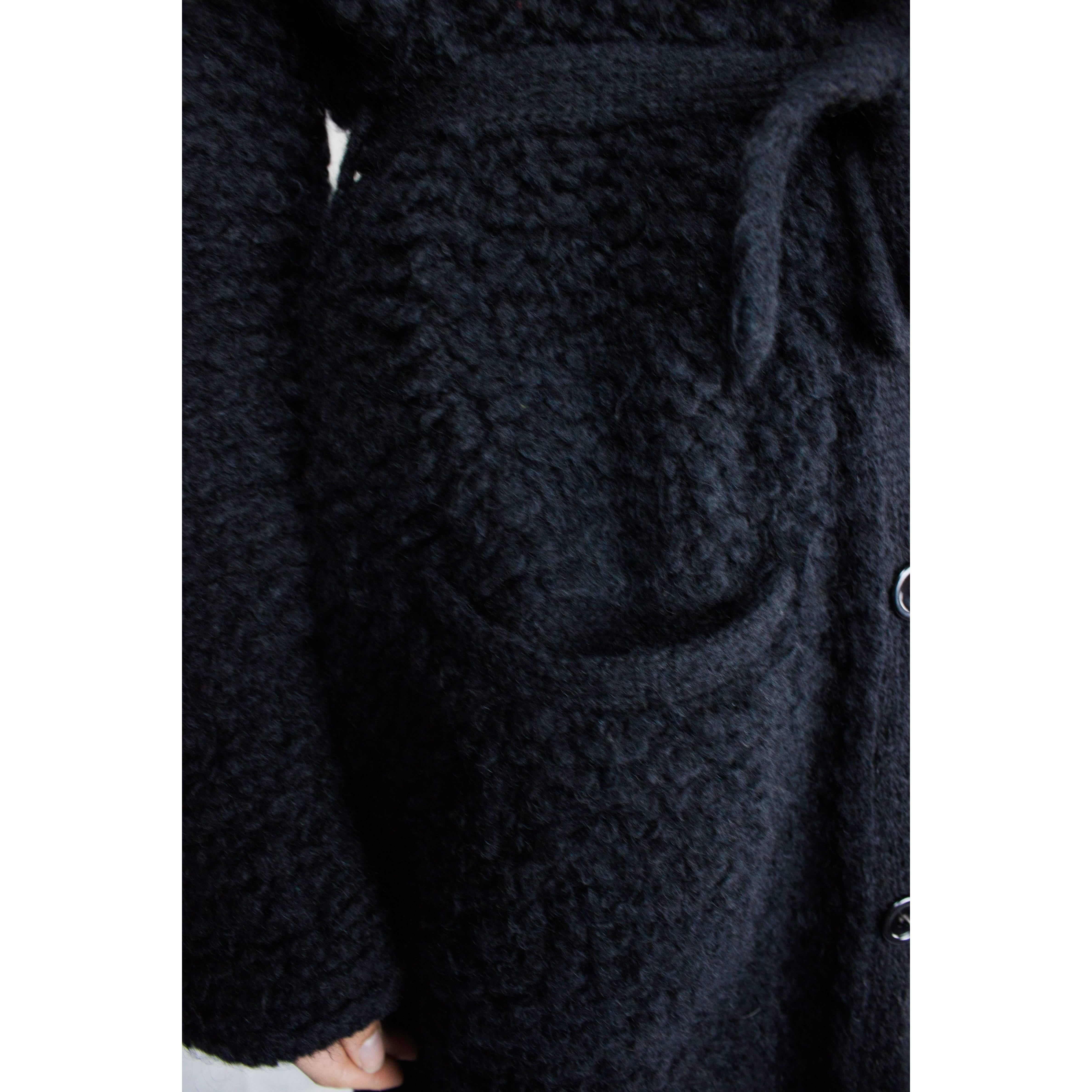 Sonia Rykiel Early knitted black wool coat, circa 1960s 3