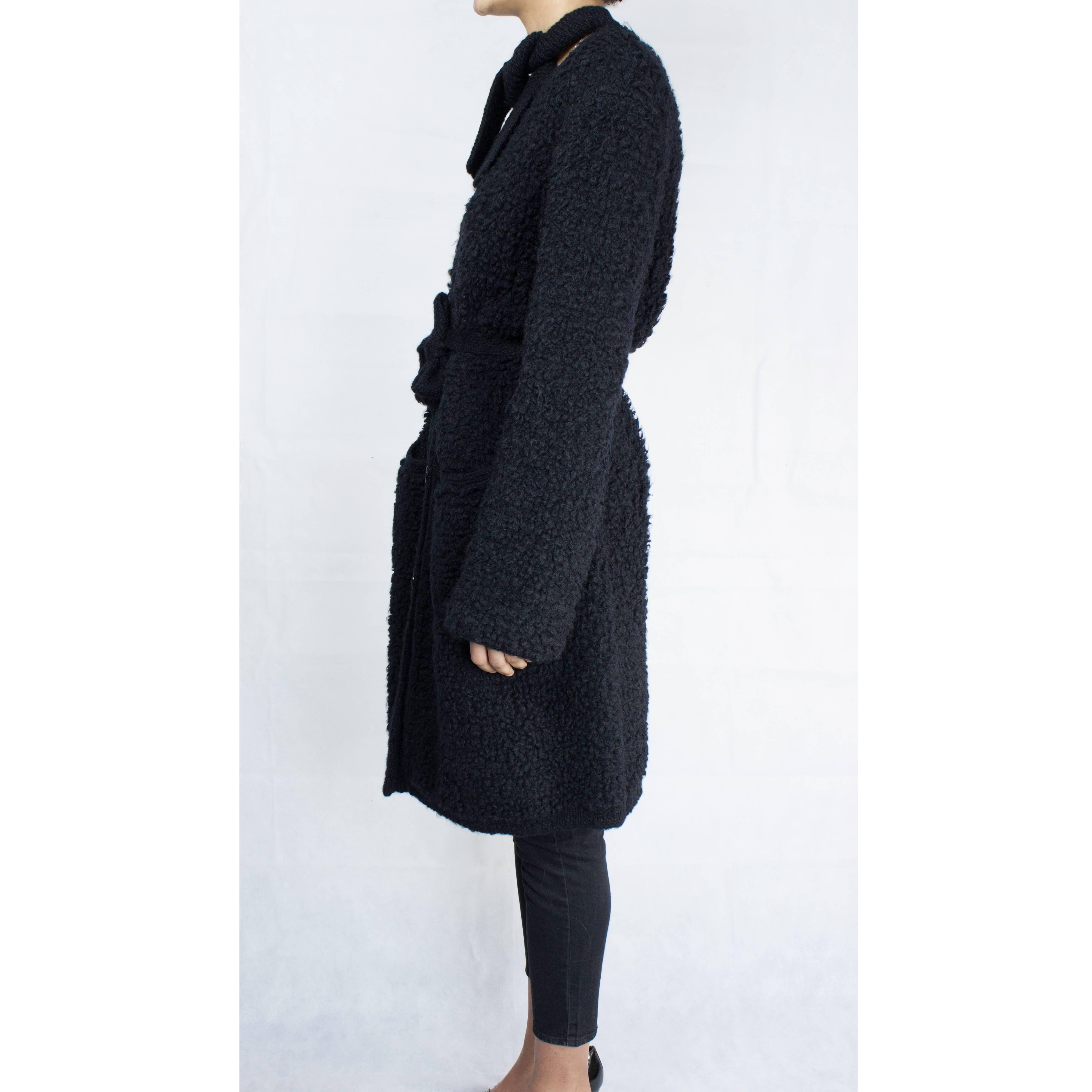 Black Sonia Rykiel Early knitted black wool coat, circa 1960s