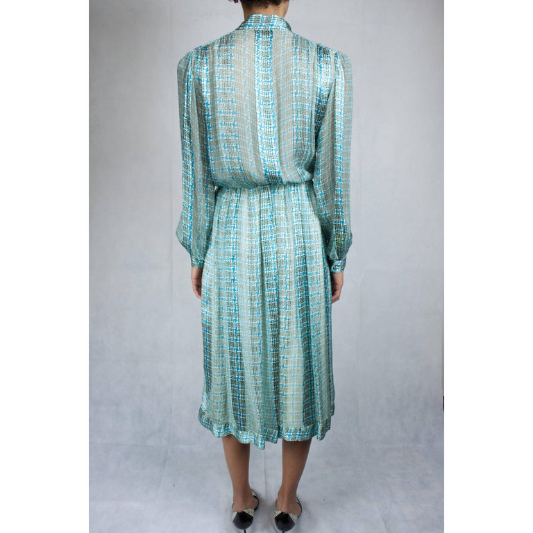 Jacques Heim blue silk chiffon dress, circa 1960s For Sale at 1stDibs