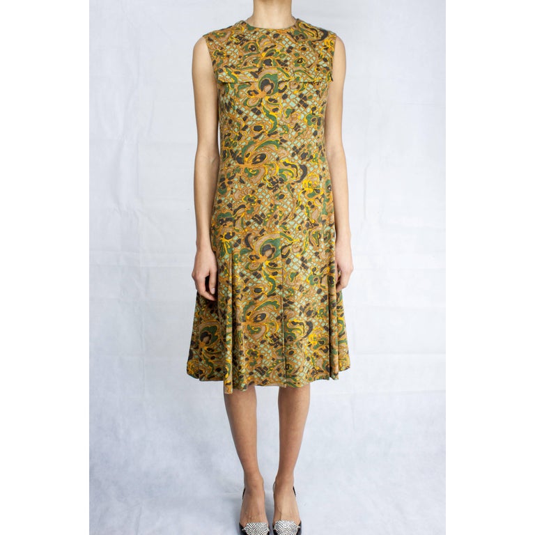 Jean Patou stylised floral motifs brushed wool dress, circa 1960s For ...
