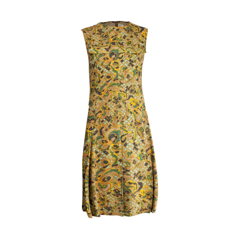 Jean Patou stylised floral motifs brushed wool dress, circa 1960s For ...