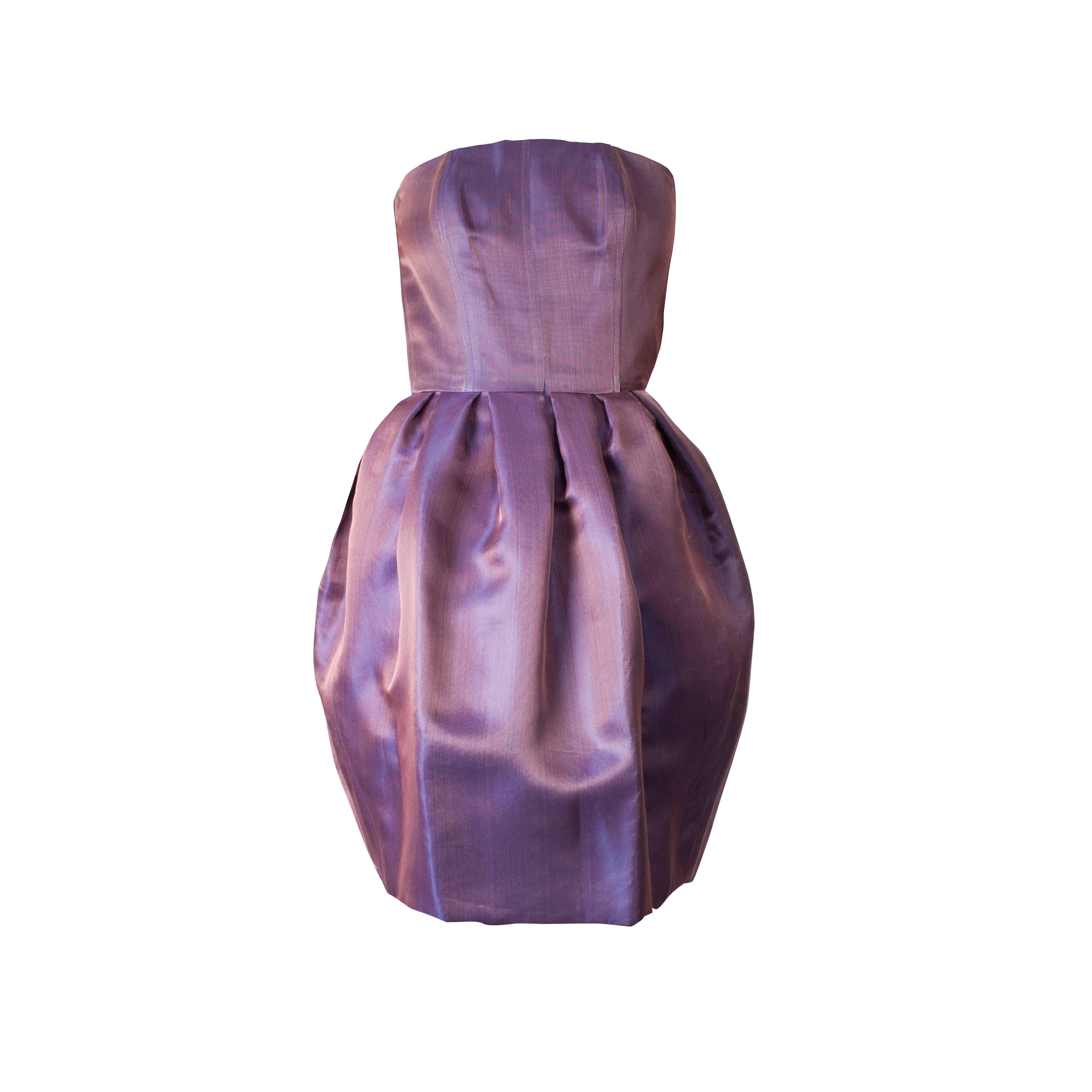 Lanvin shimmering parme tulip-shaped silk cocktail couture dress, circa 1