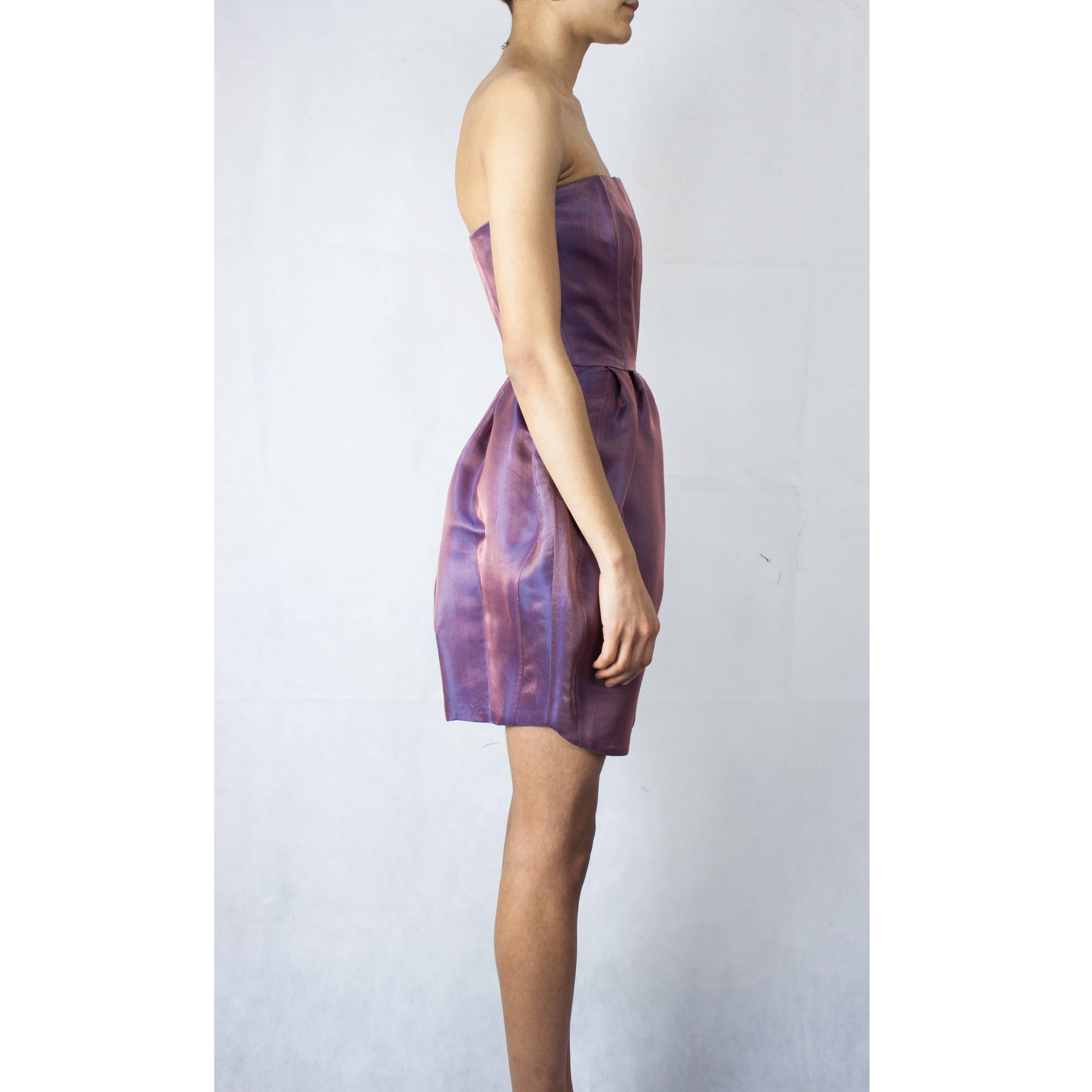 Lanvin shimmering parme tulip-shaped silk cocktail couture dress, circa 1 In Good Condition In London, GB
