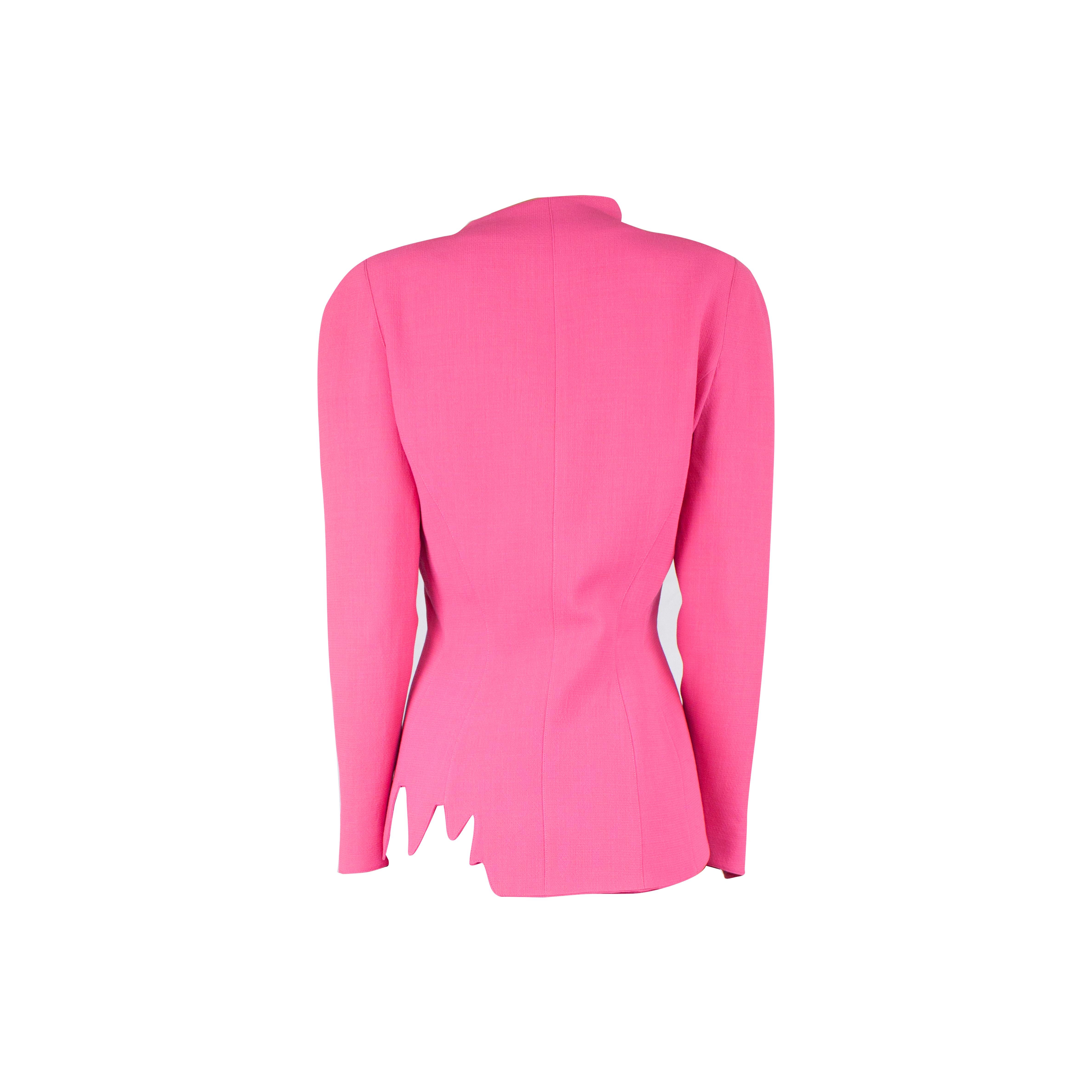 pink mugler jacket