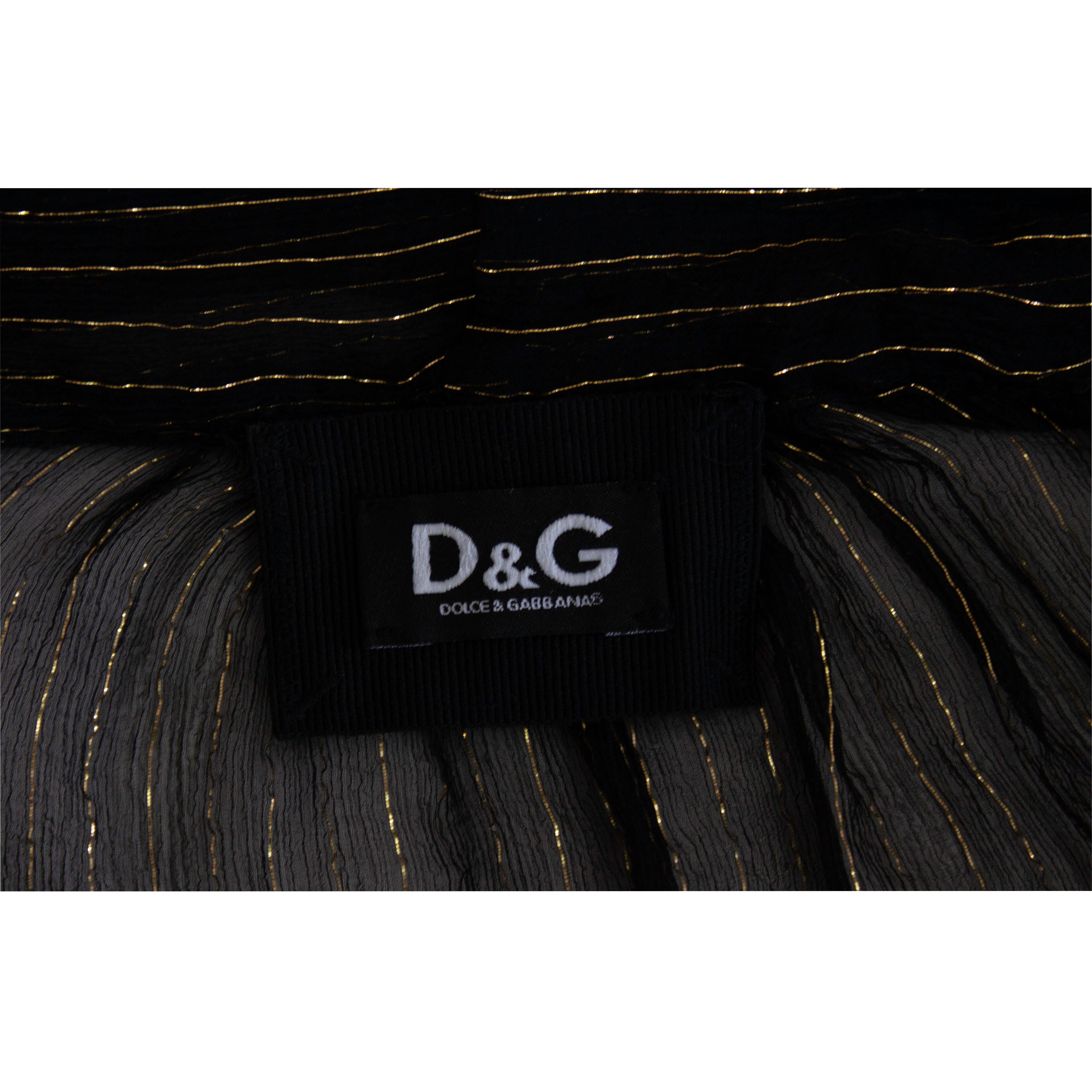 Dolce & Gabbana black and gold pinstripe silk necktie blouse, circa 1990s 5