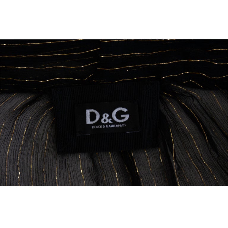 Dolce and Gabbana black and gold pinstripe silk necktie blouse, circa ...