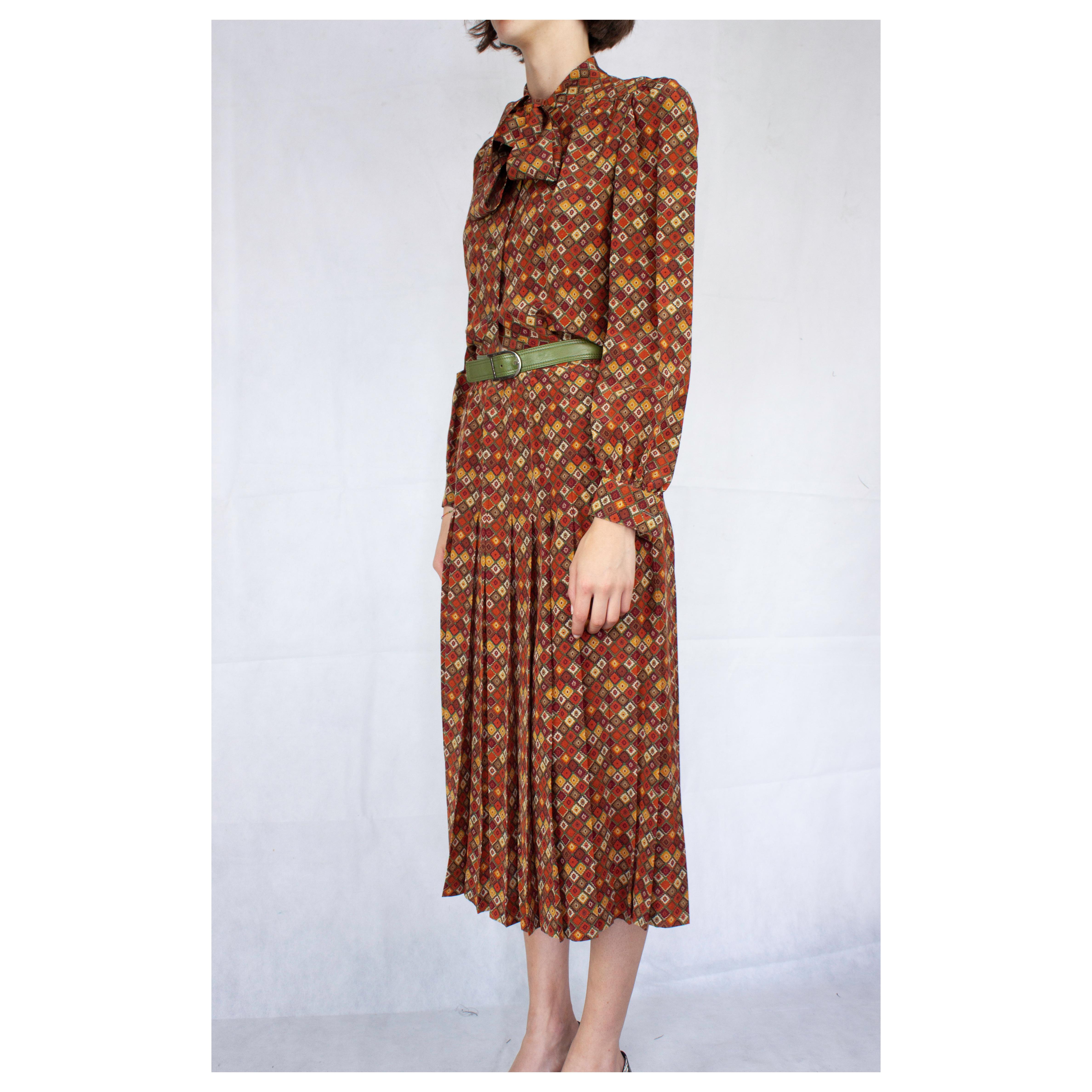 Brown Givenchy printed skirt ensemble. circa 1970s