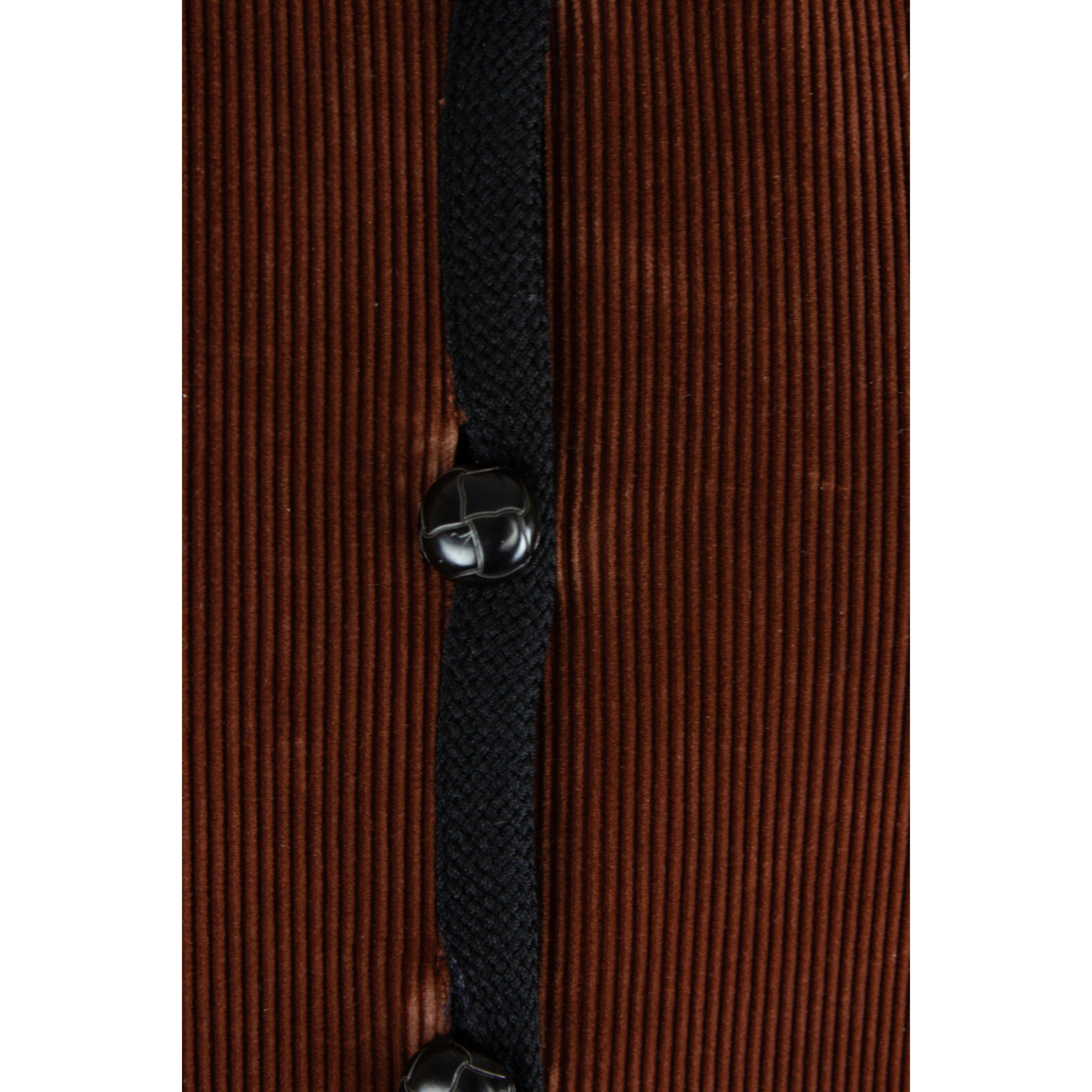 Saint Laurent chocolate corduroy Russian coat with quilted lining.Winter 1976-77 2