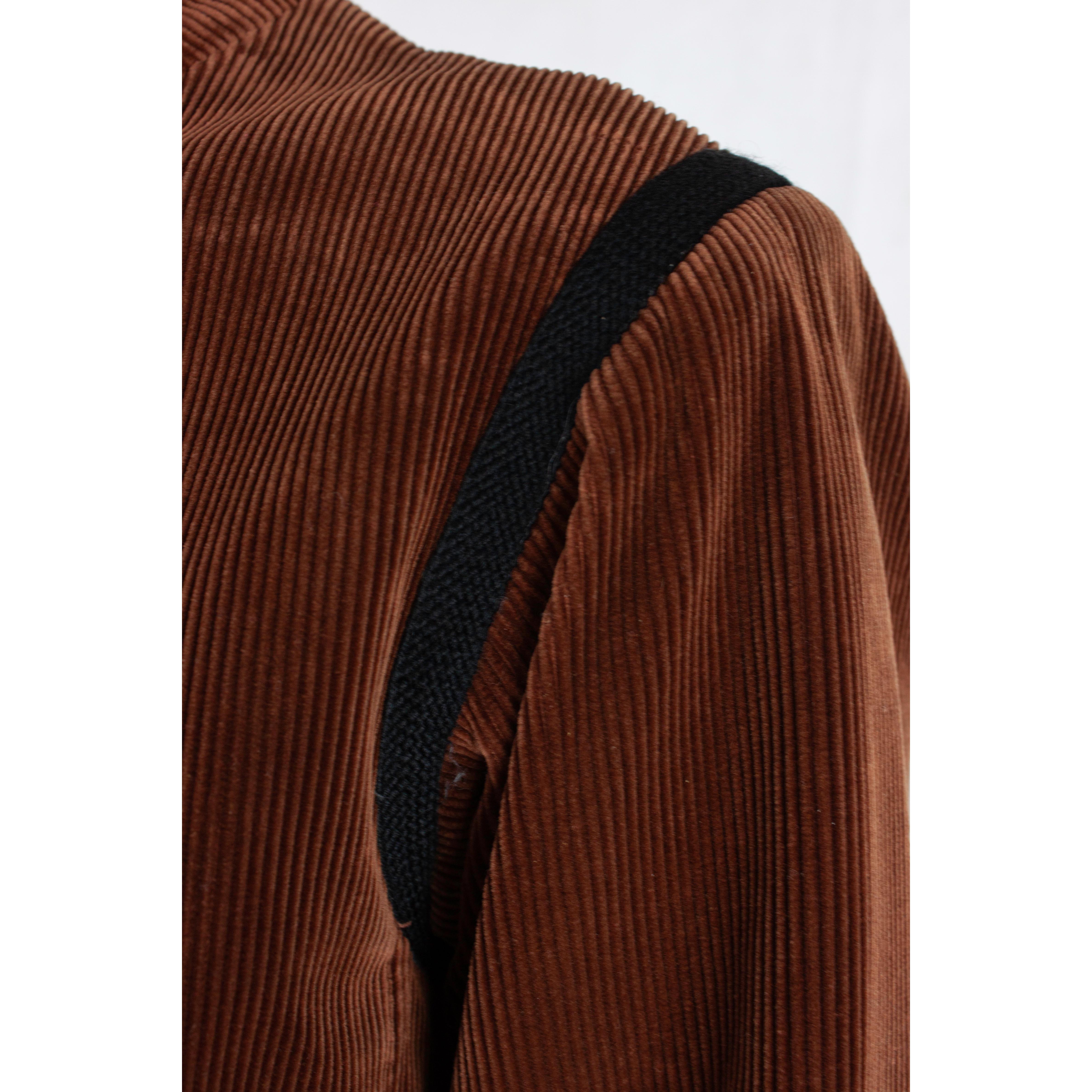 Saint Laurent chocolate corduroy Russian coat with quilted lining.Winter 1976-77 3