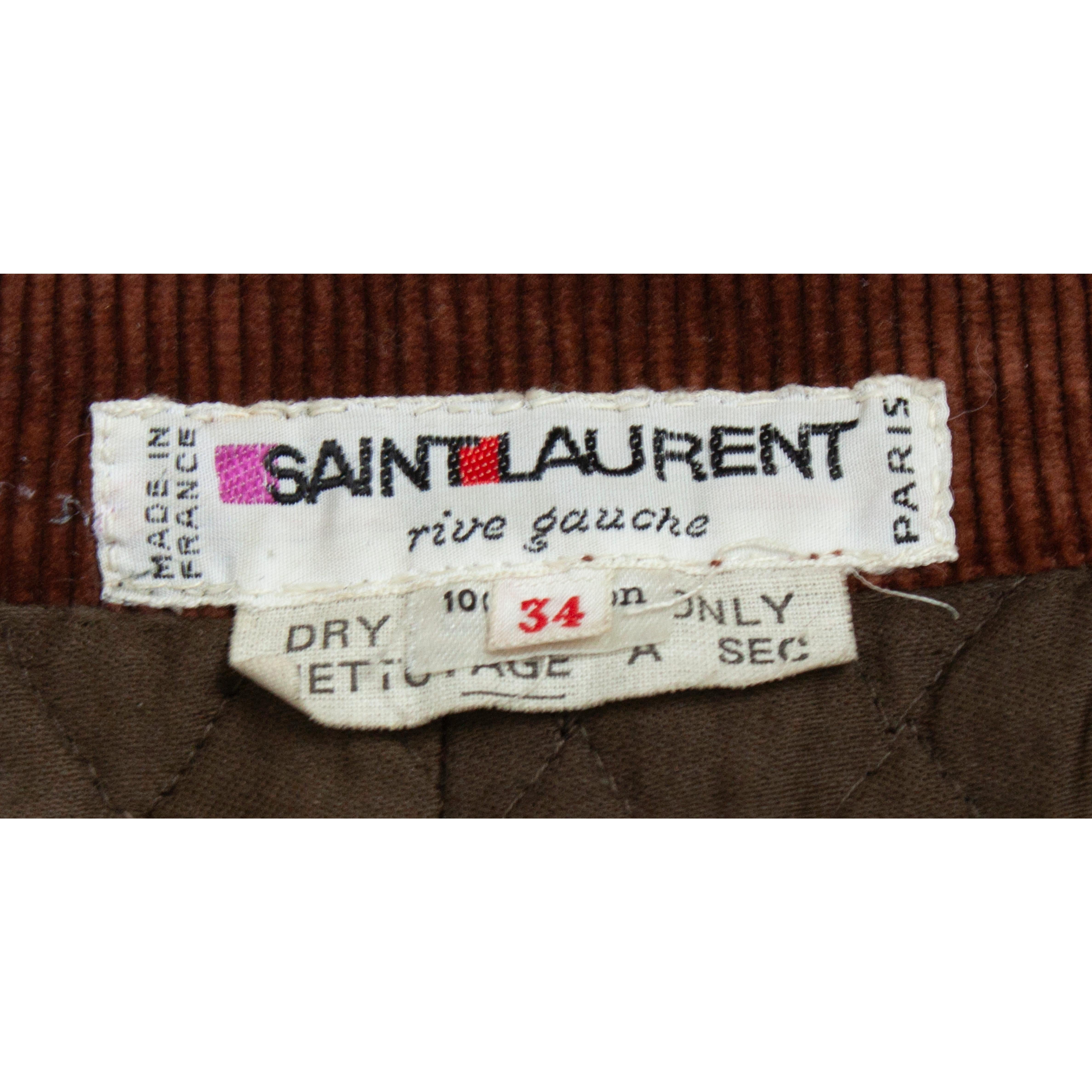 Saint Laurent chocolate corduroy Russian coat with quilted lining.Winter 1976-77 5