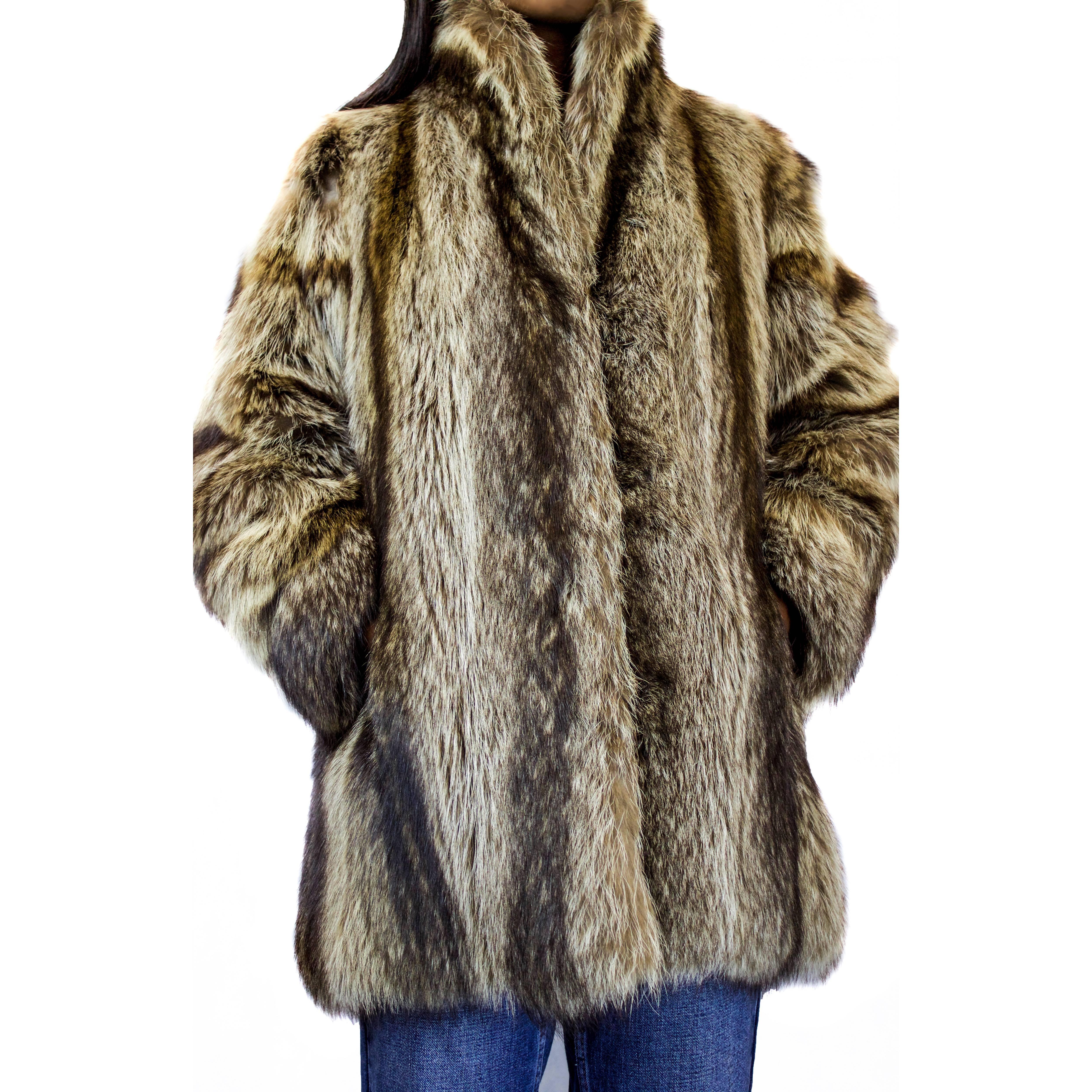 Brown Yves Saint Laurent 1940s-inspired fur jacket. circa 1970 