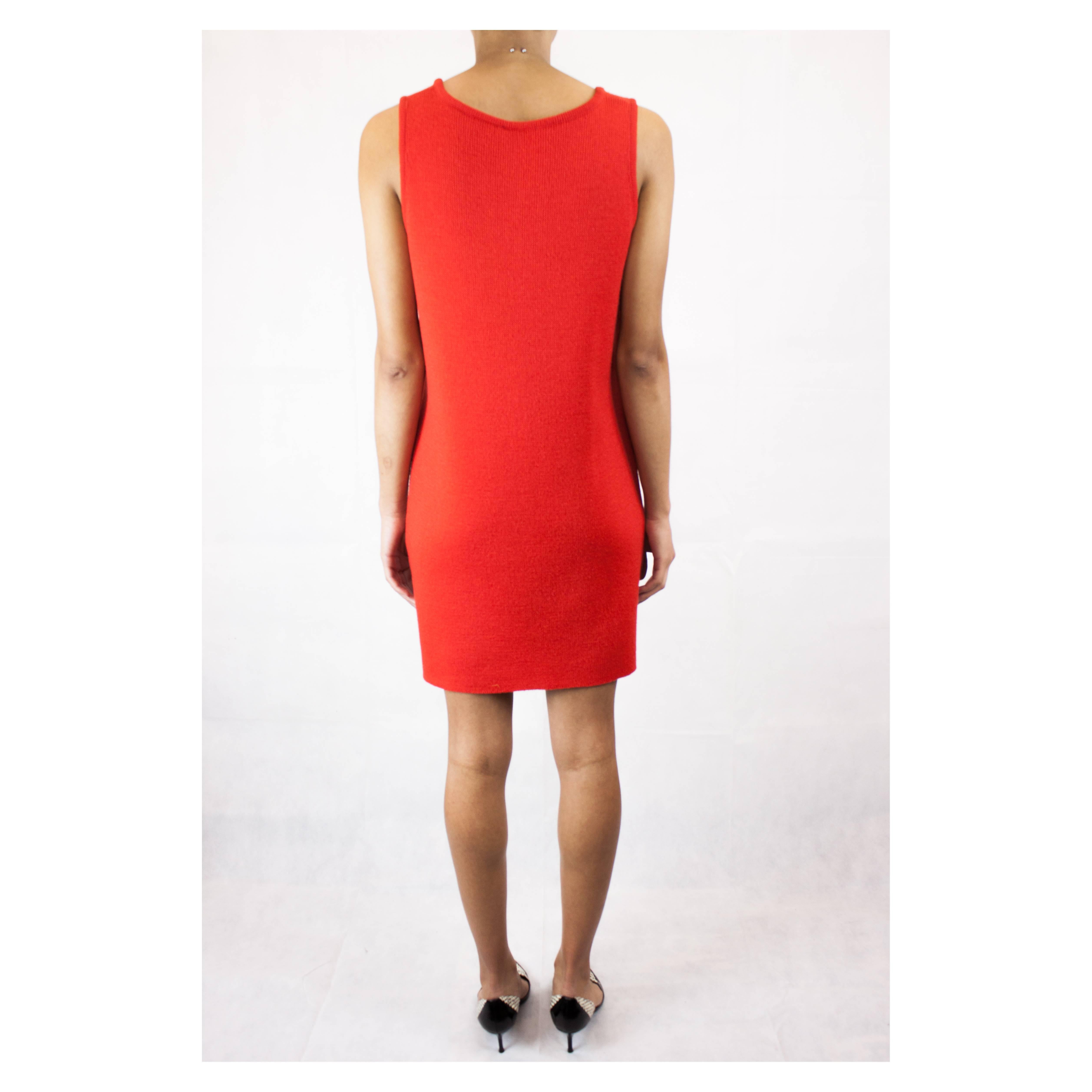 Red Courreges red knitted dress Circa 1980 For Sale