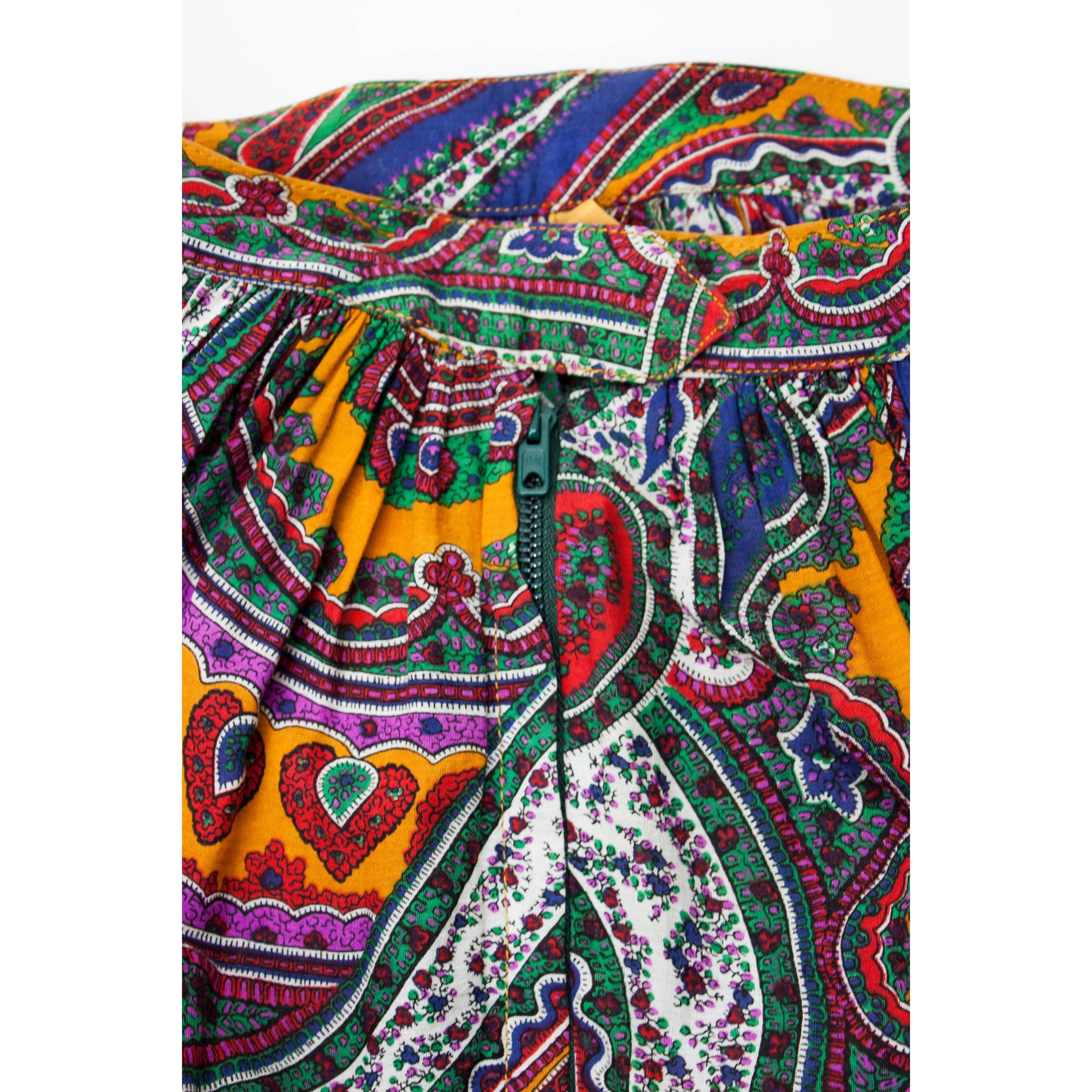 Women's Yves Saint Laurent long layered Paisley gypsy skirt, Fall Winter 1976