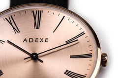 ADEXE Watches Sistine Black & Rosegold Convex Dial Quartz Watch