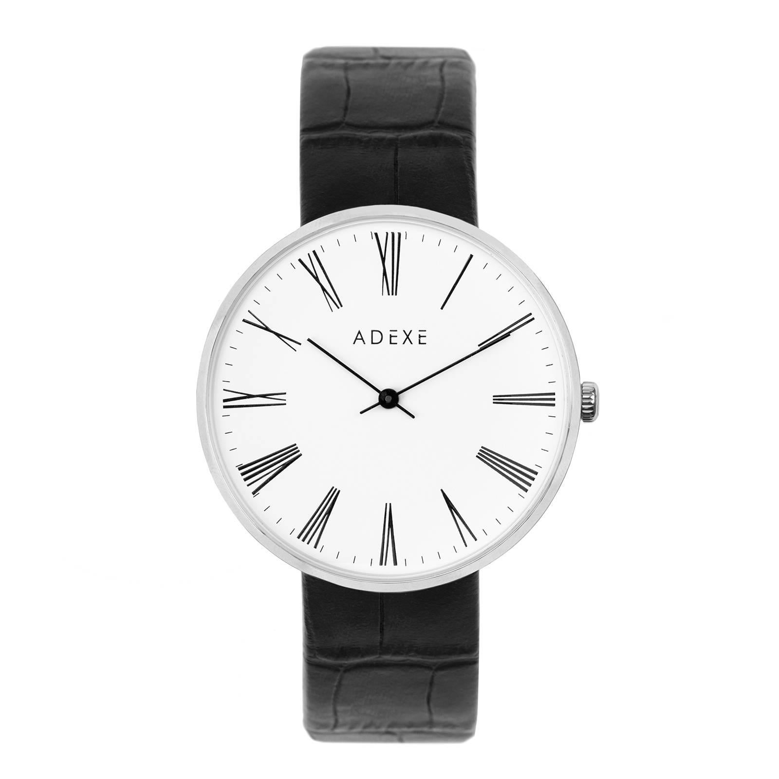 ADEXE Stainless Steel Sistine Black and White Convex Dial Quartz Wristwatch For Sale