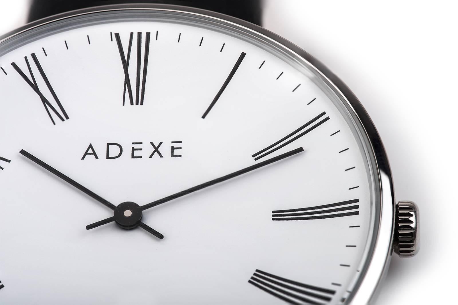 Contemporary ADEXE Stainless Steel Sistine Black and White Convex Dial Quartz Wristwatch For Sale