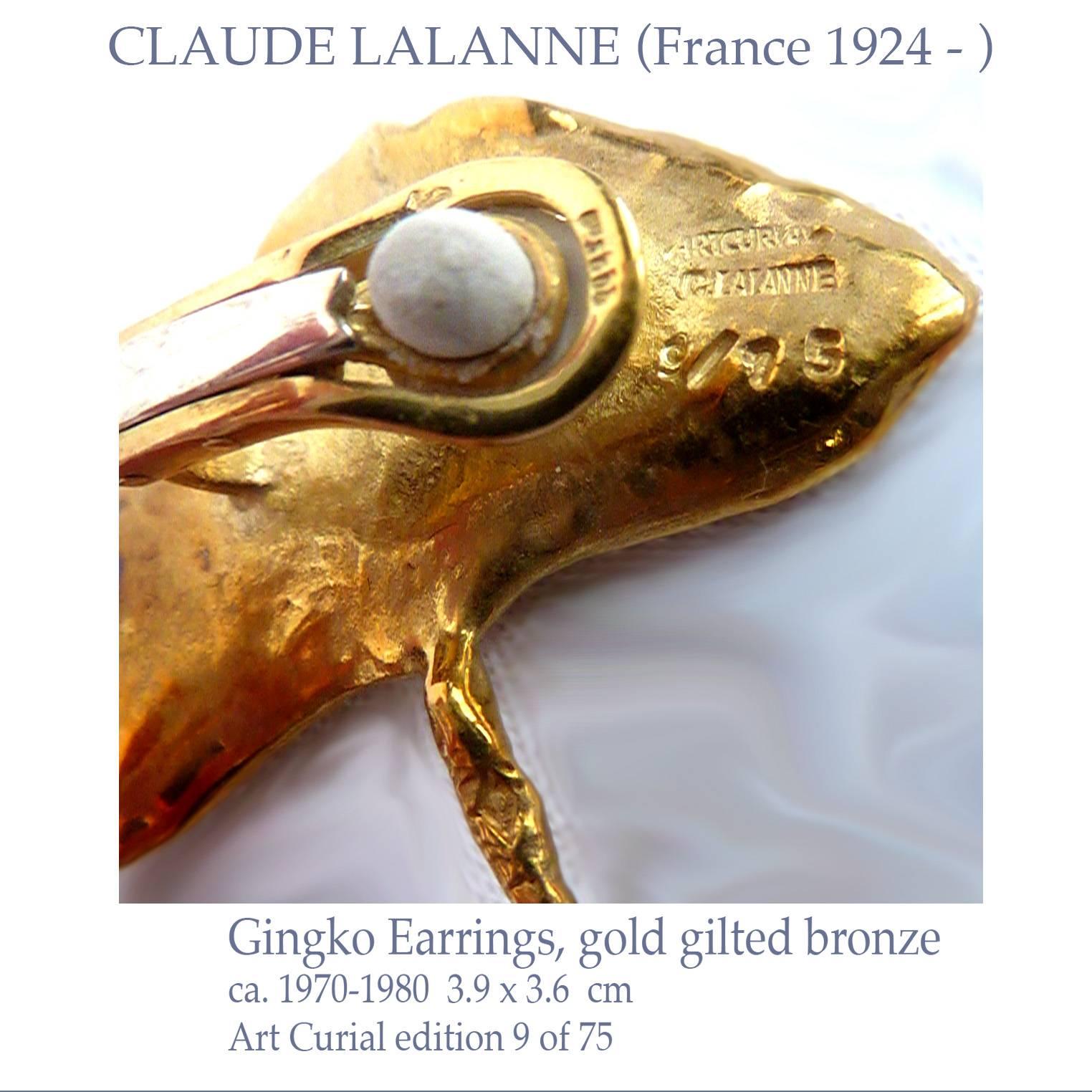 Women's CLAUDE LALANNE Gingko Earrings in original Paris ARTCURIAL BOX