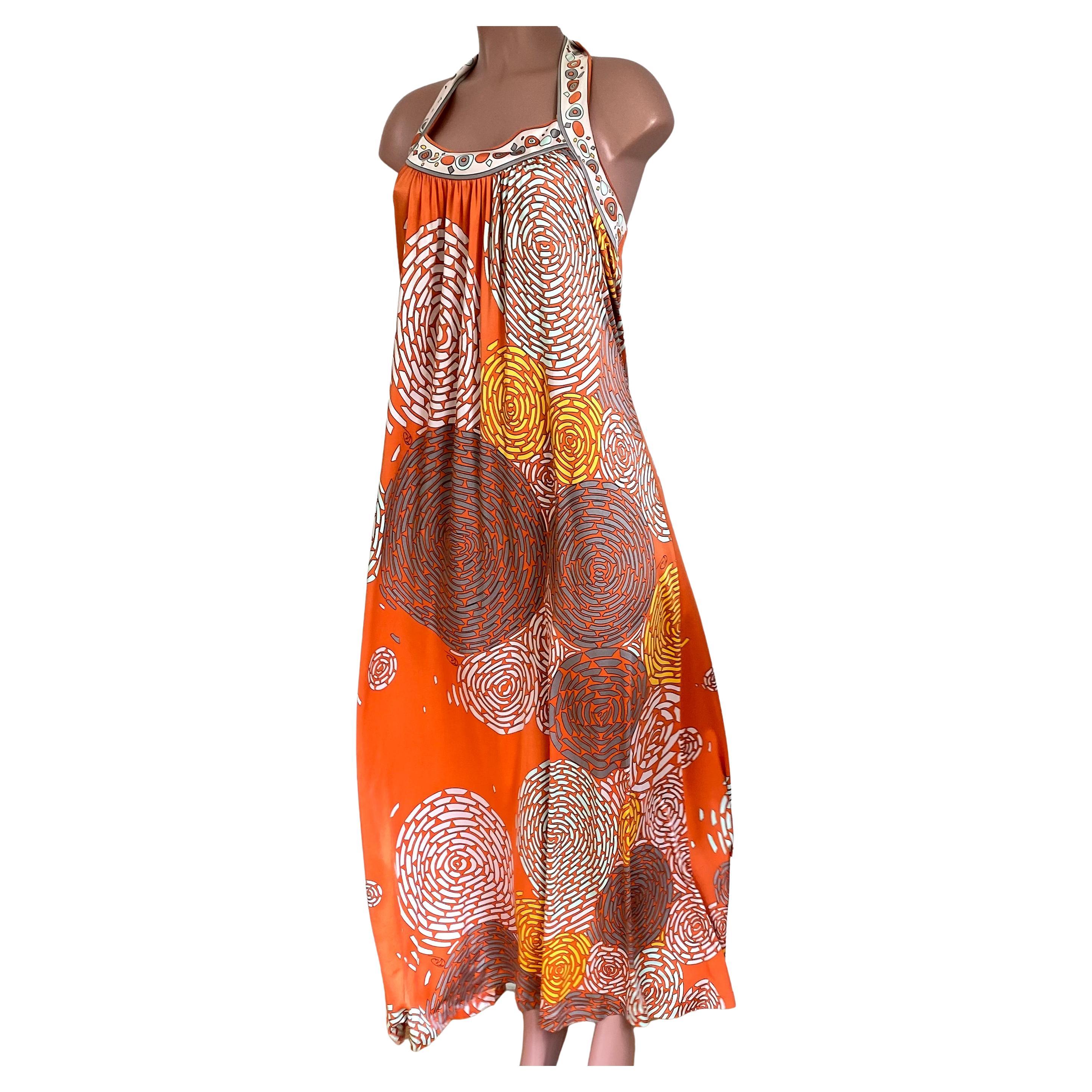 Flora Kung Coral Floral Mixed Print Maxi Boho Halter Dress NWT  For Sale