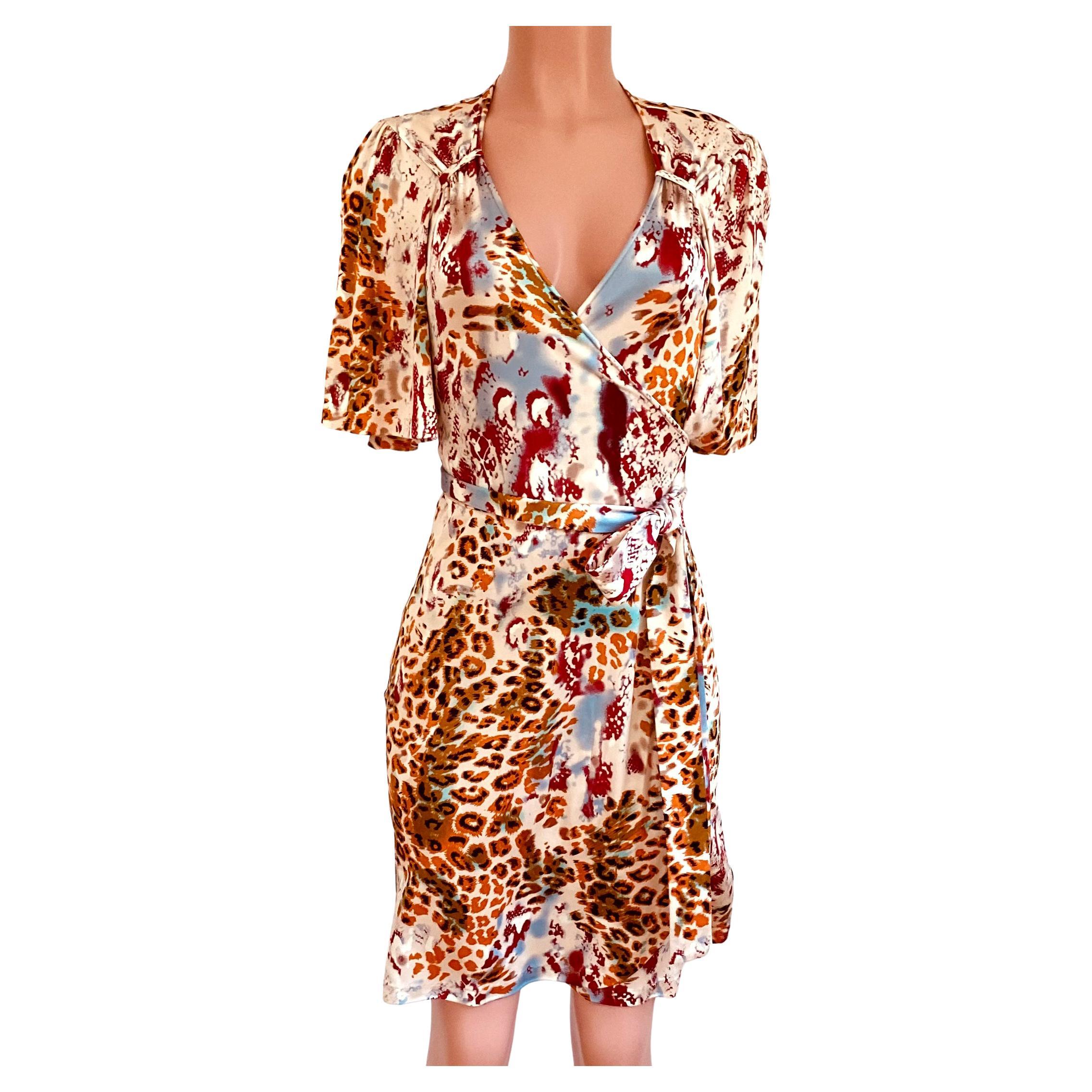 FLORA KUNG Silk Jersey jungle spots wrap dress - NWT For Sale