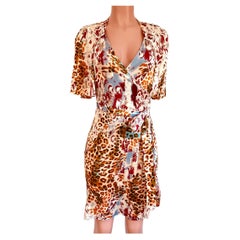 FLORA KUNG Silk Jersey jungle spots wrap dress - NWT