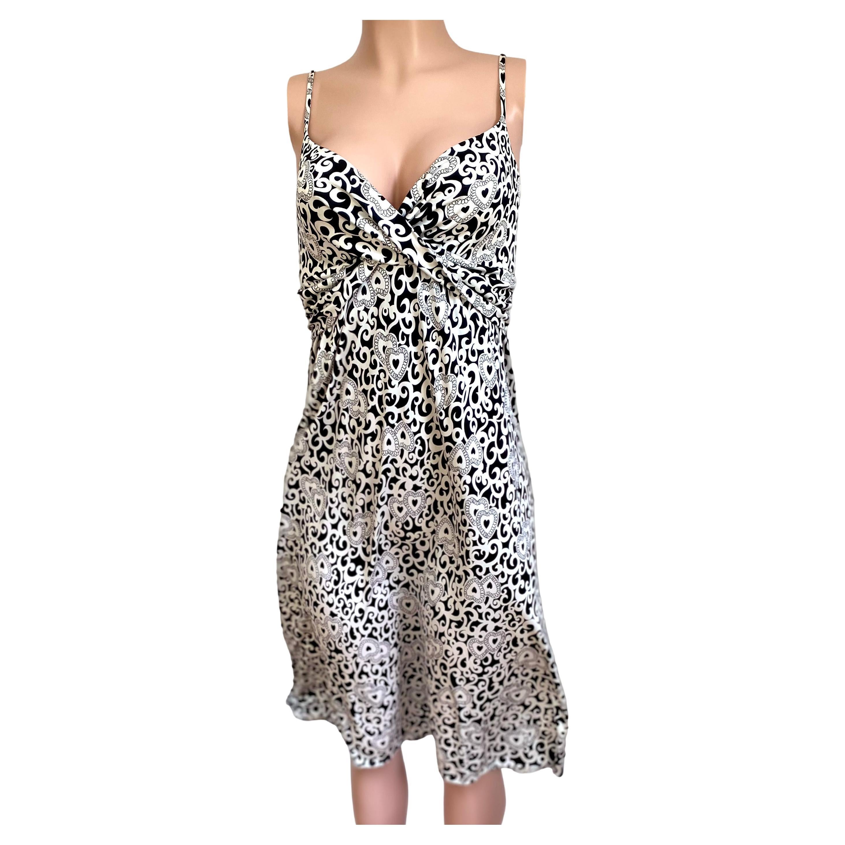 Sweetheart print Silk Jersey Slip Dress Flora Kung NWT For Sale