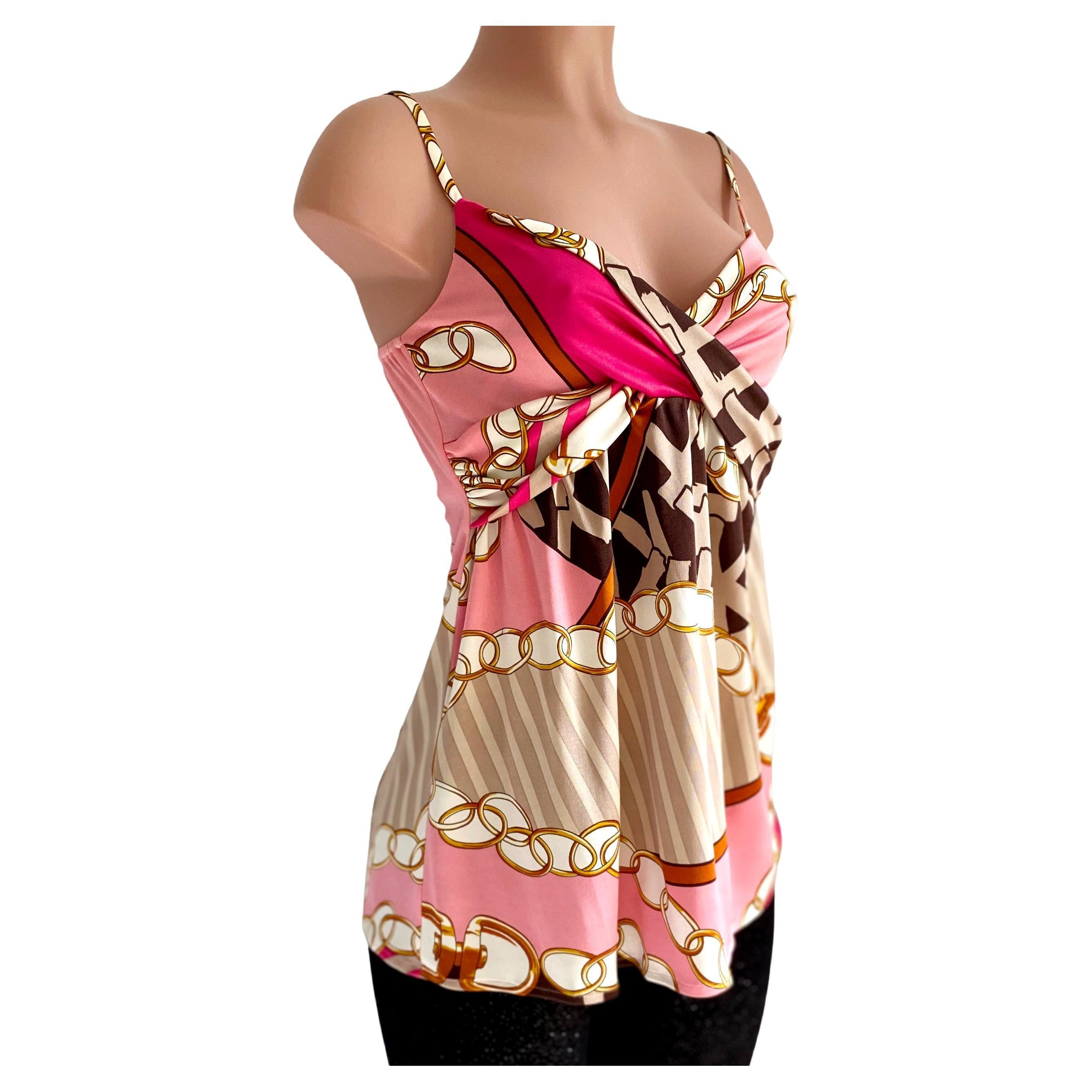 Pink printed silk jersey Cami Slip top - NWT Flora Kung For Sale