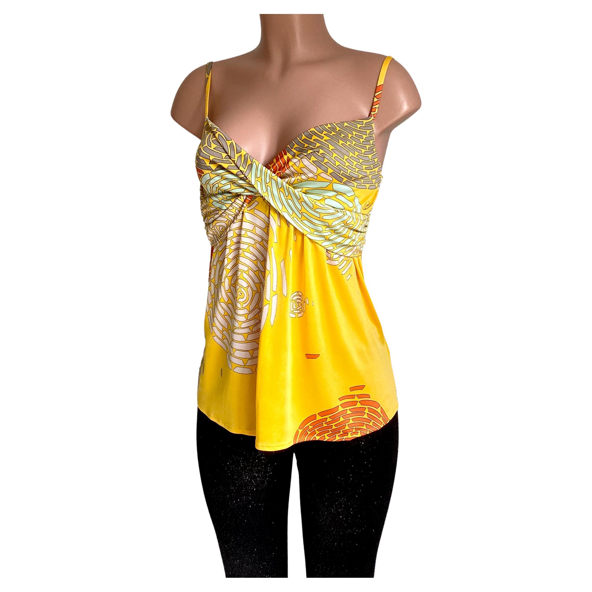 Mimosa yellow printed silk jersey Cami Slip MILLI top - NWT Flora Kung For Sale