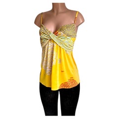 Top Cami Slip MILLI en jersey de soie imprimé jaune Mimosa, Neuf avec étiquette Flora Kung