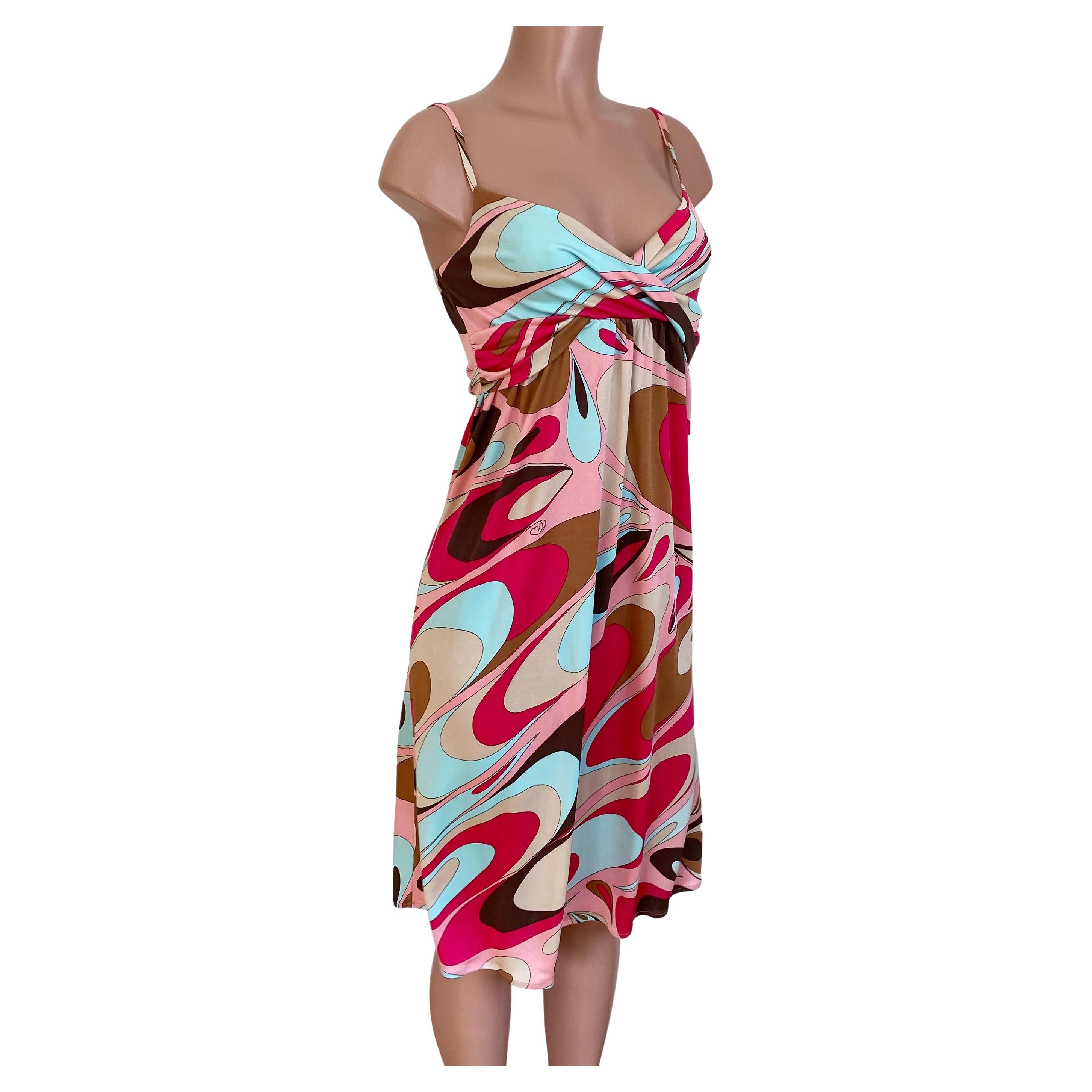 Gelato Swirl Flora Kung NWT Silk Jersey Midi Cami Dress For Sale