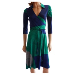 Flora Kung Blue Jade Mock Wrap silk shirt dress + detachable cord belt NWT 