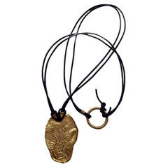 1980s Donna Karan Gold Pendant Necklace 