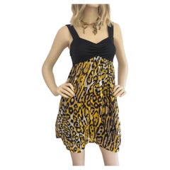 Mini robe en soie léopard jaune Flora Kung, neuve avec étiquettes