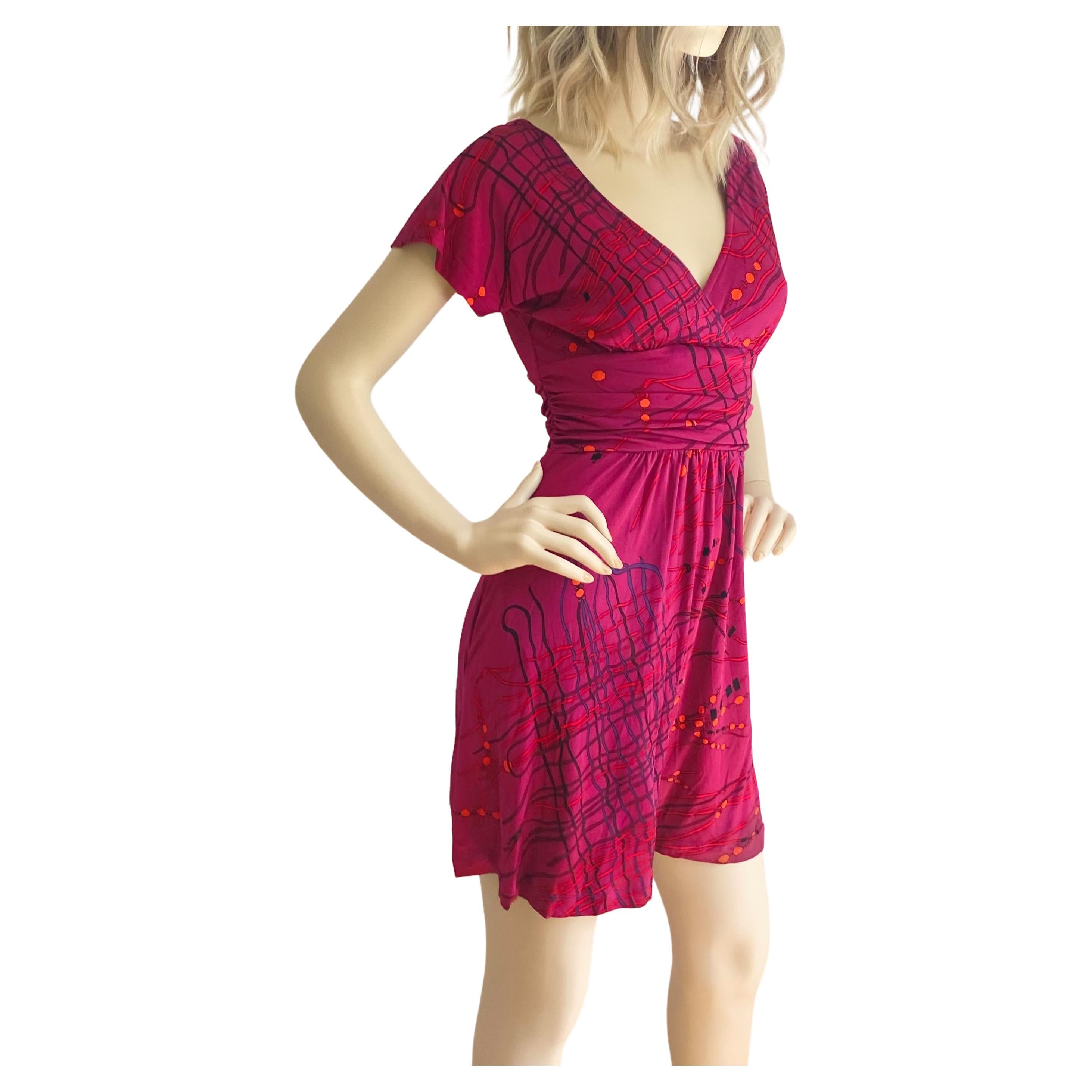 Pink Silk Print Jersey Dress with Pockets  - Flora Kung NWT For Sale
