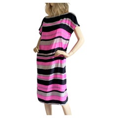 Neon Stripe Silk Crepe Dress - FLORA KUNG Vintage