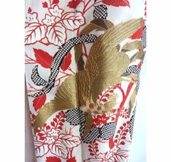 Gold Phoenix Embroidered Japanese Brocade Fancy Silk Kimono