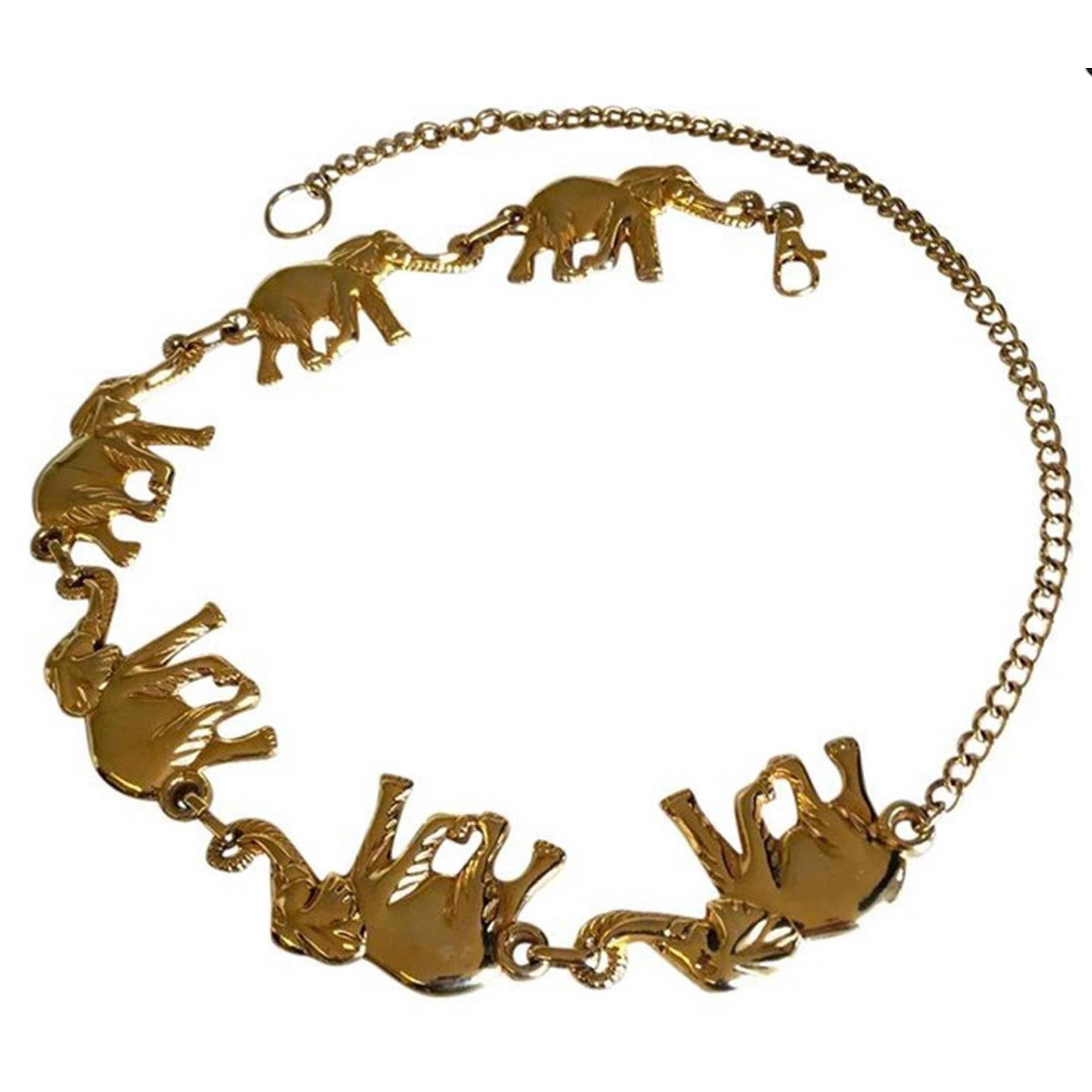 Lucky Elephant heavy gold chain link vintage animal belt 1