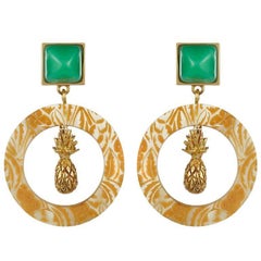 Fouche Chrysoprase Sugarloaf Pineapple Hoop Earrings