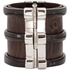 Fouche Art Deco Cuff Bracelet Horn Emerald Wood