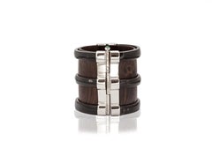 Fouche Art Deco Cuff Bracelet Horn Emerald Wood