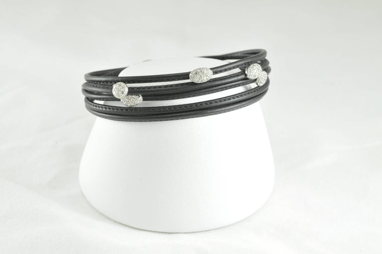Black Leather 5 Strand Bracelet at 1stDibs