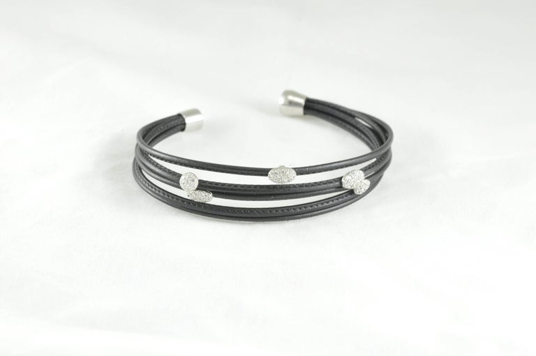 Black Leather 5 Strand Bracelet at 1stDibs