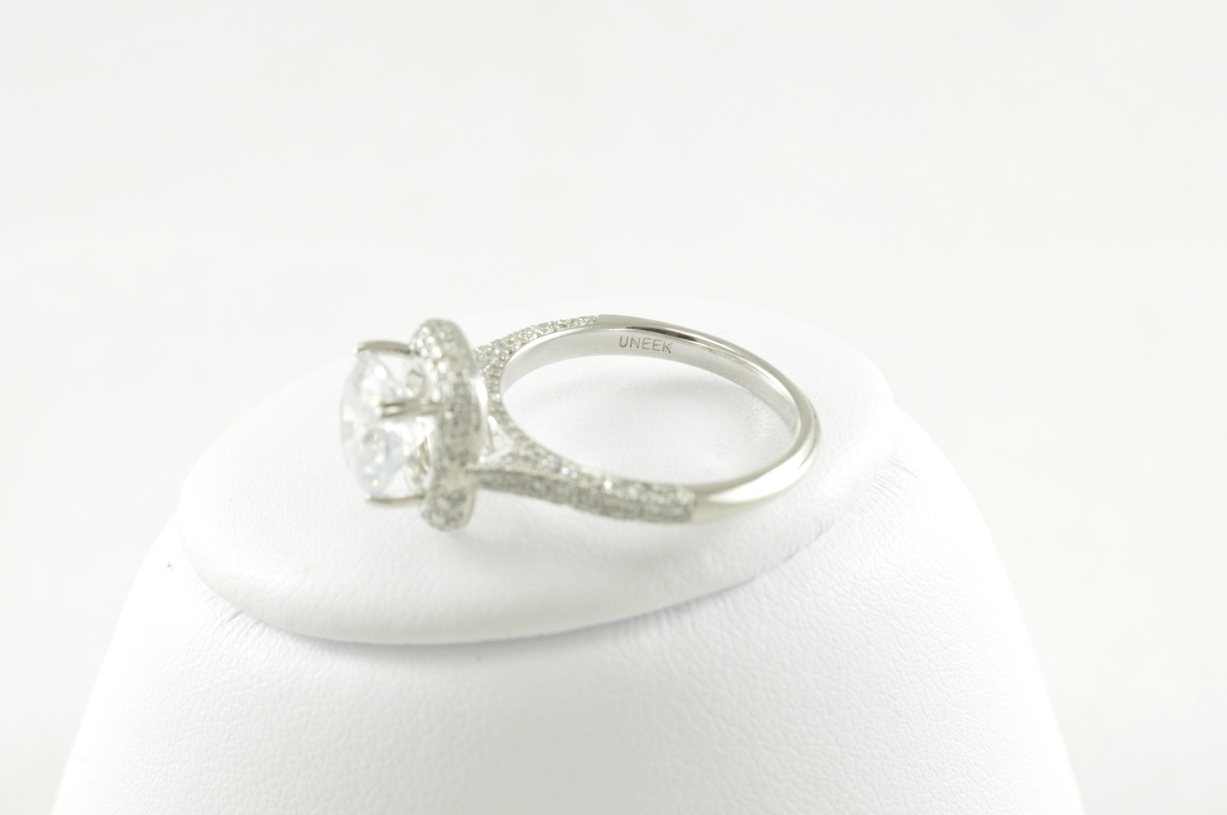 Round Cut Uneek Diamond Semi Mount Ring For Sale
