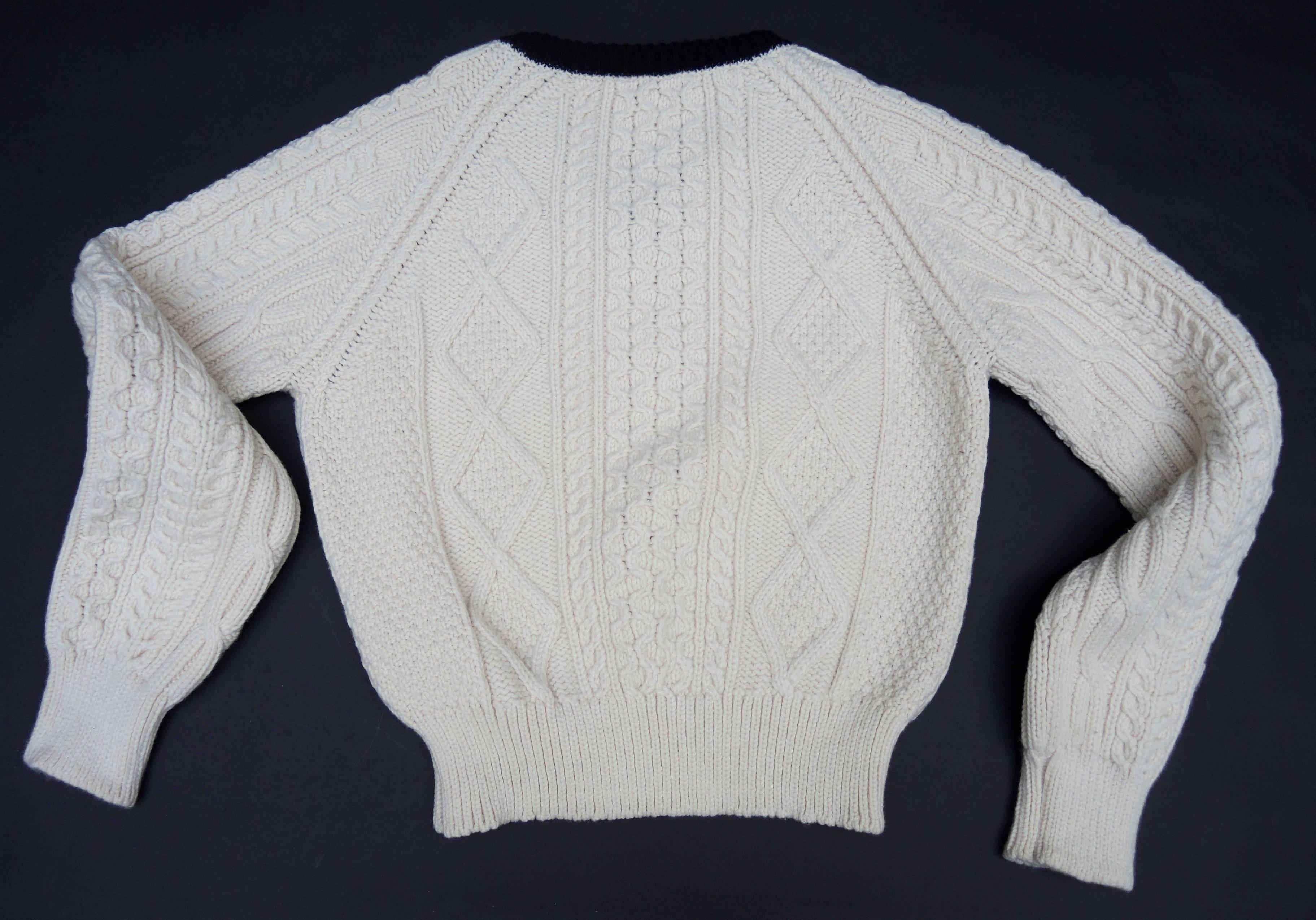 Women's Chanel Handknit Ivory and Black Wool Sweater Winter Collection, 1999