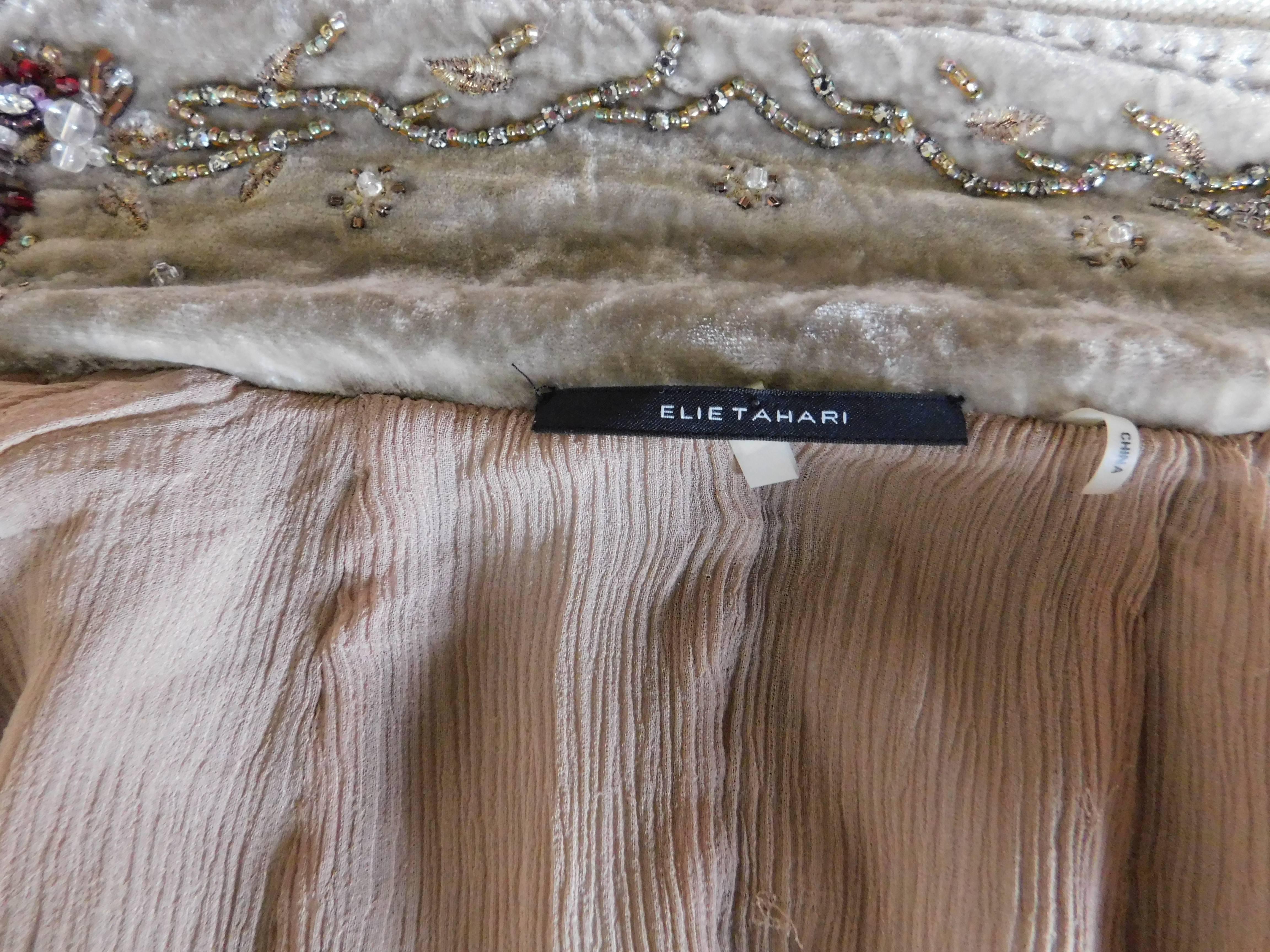 Women's or Men's Elie Tahari Silk Velvet Jacket with Embroidered Details For Sale