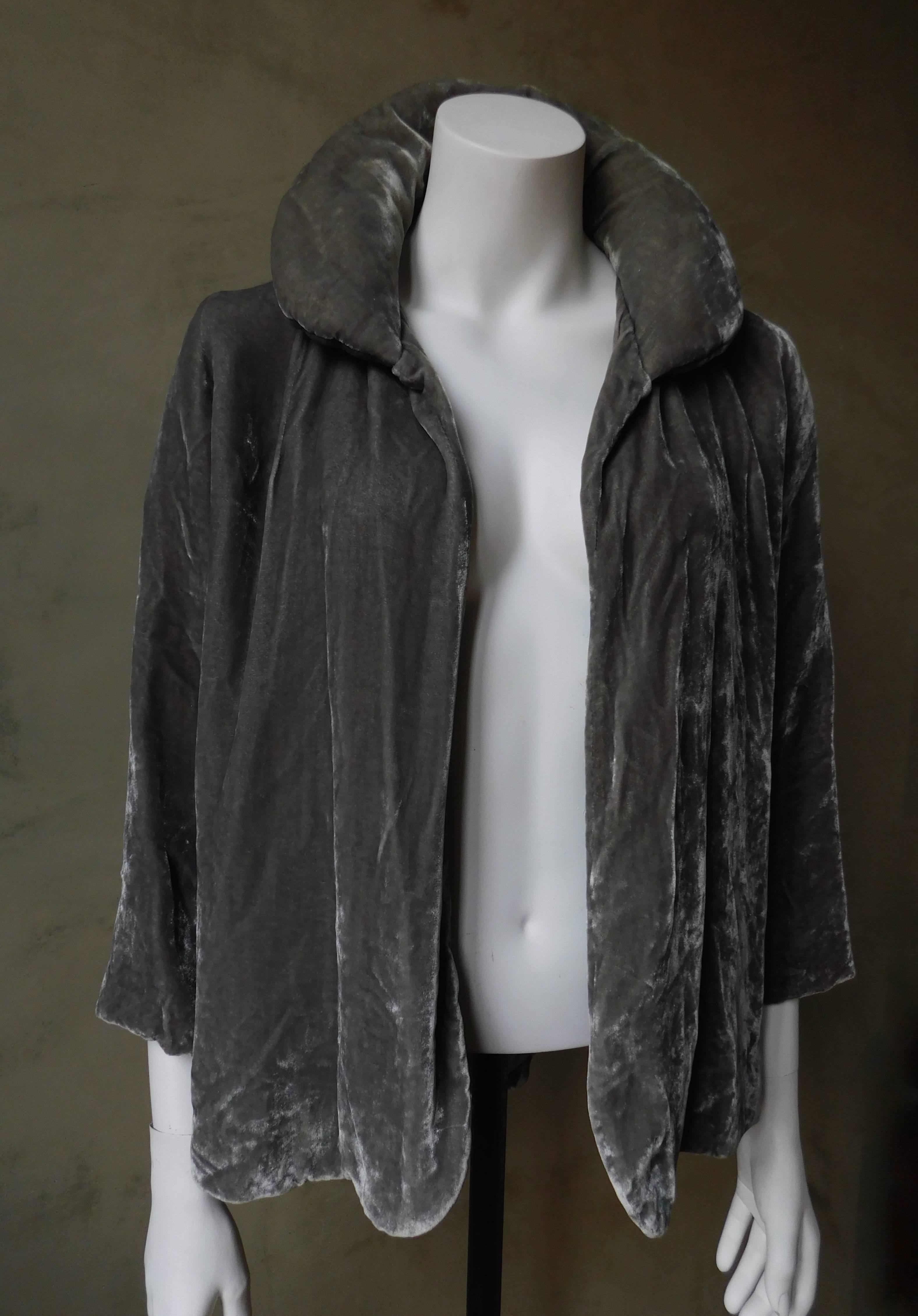 Women's Isabel Marant Gray Silk Velvet Jacket with Padded Collar