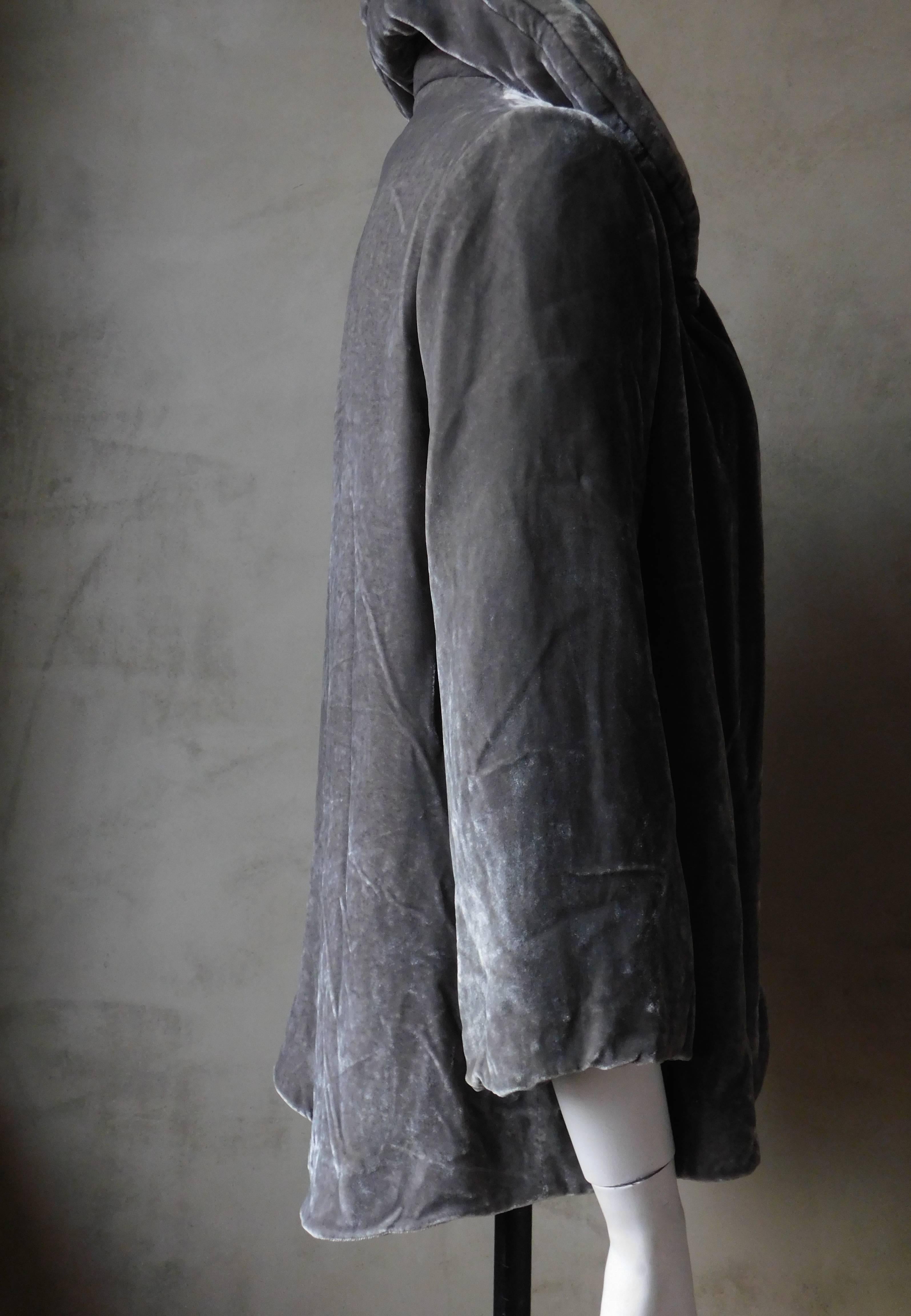Isabel Marant Gray Silk Velvet Jacket with Padded Collar 1