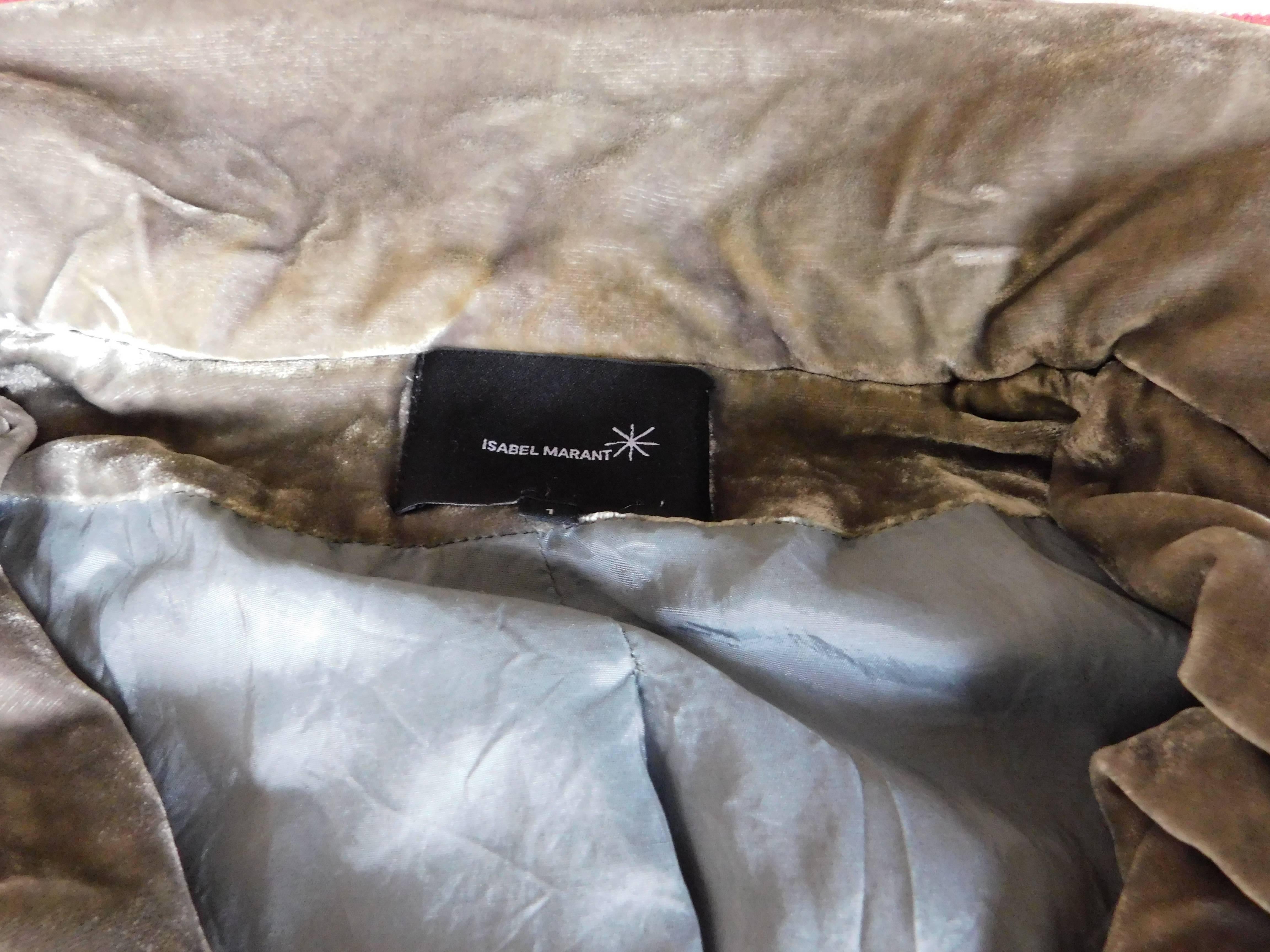 Isabel Marant Gray Silk Velvet Jacket with Padded Collar 2